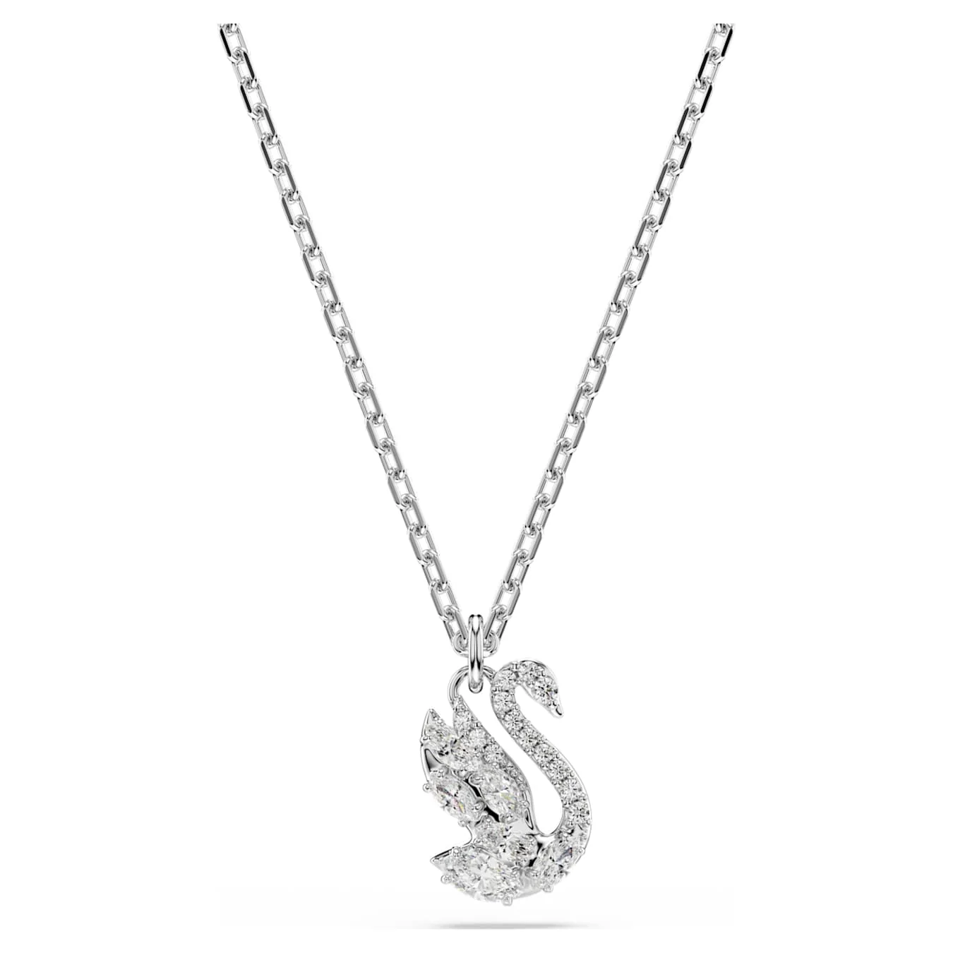 Swan pendant Mixed cuts, Swan, White, Rhodium plated