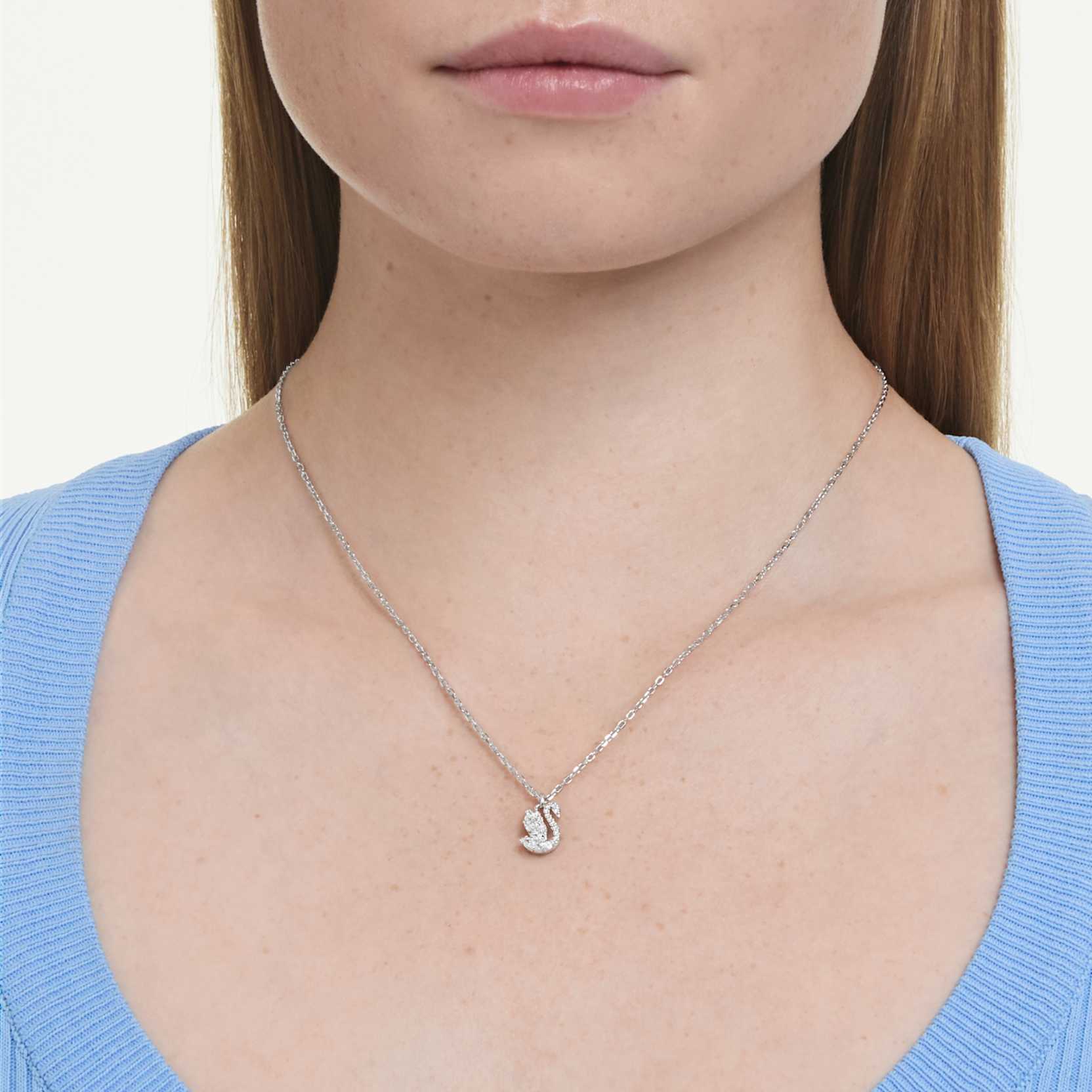 Swan pendant Mixed cuts, Swan, White, Rhodium plated - Image 6