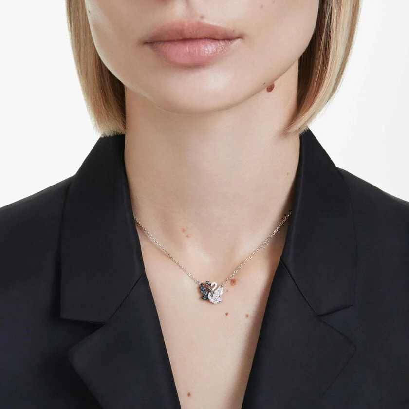 Swan pendant Swan, Black, Rhodium plated - Image 5
