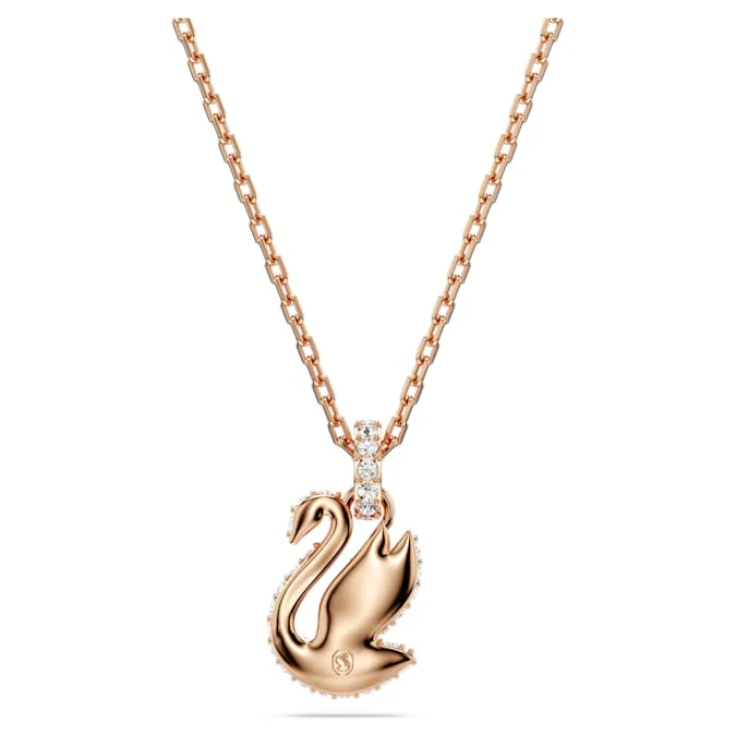 Swan pendant Swan, Small, Black, Rose gold-tone plated - Image 4