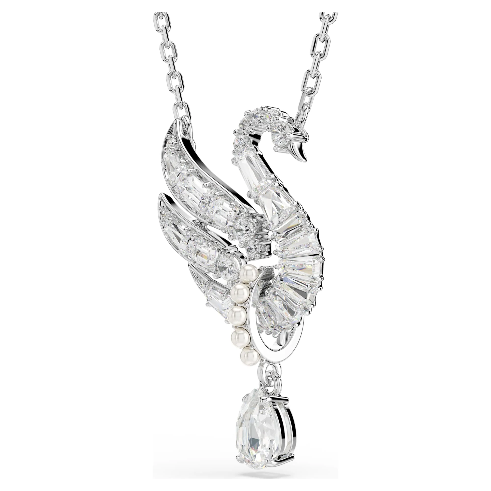 Swan pendant Swan, White, Rhodium plated - Image 3