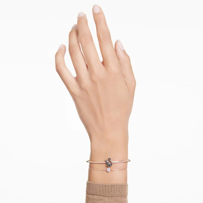 Swarovski Swan bangle Swan, Black, Rose gold-tone plated - Image 5