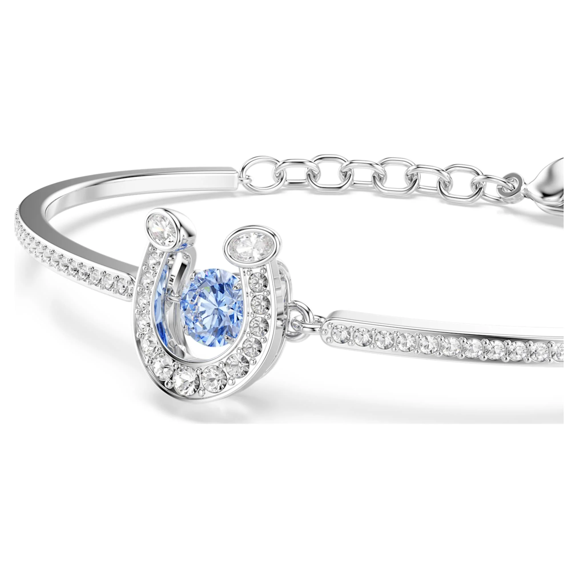 Symbolica bangle Round cut, Pavé, Horse shoe, Blue, Rhodium plated - Image 4