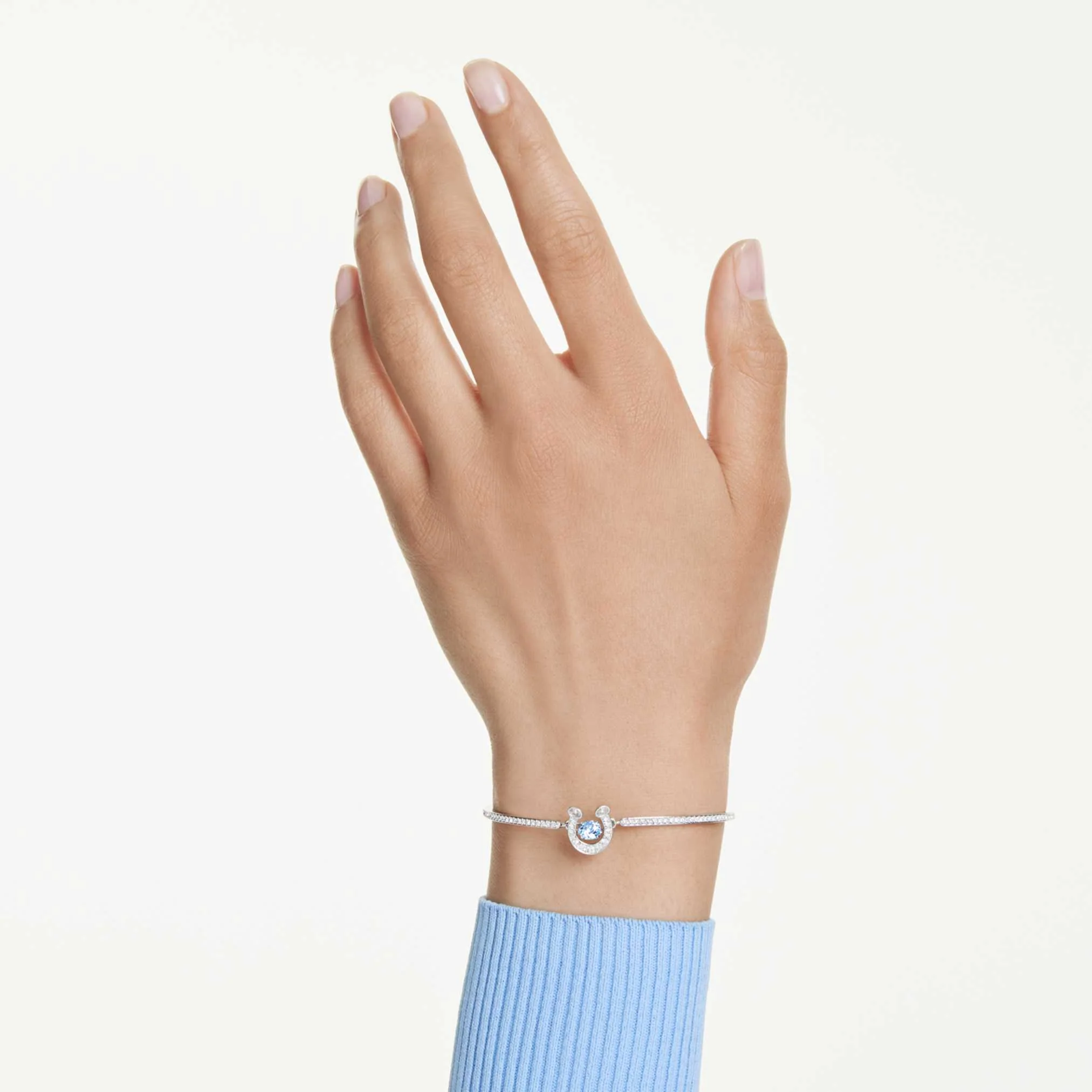 Symbolica bangle Round cut, Pavé, Horse shoe, Blue, Rhodium plated - Image 6