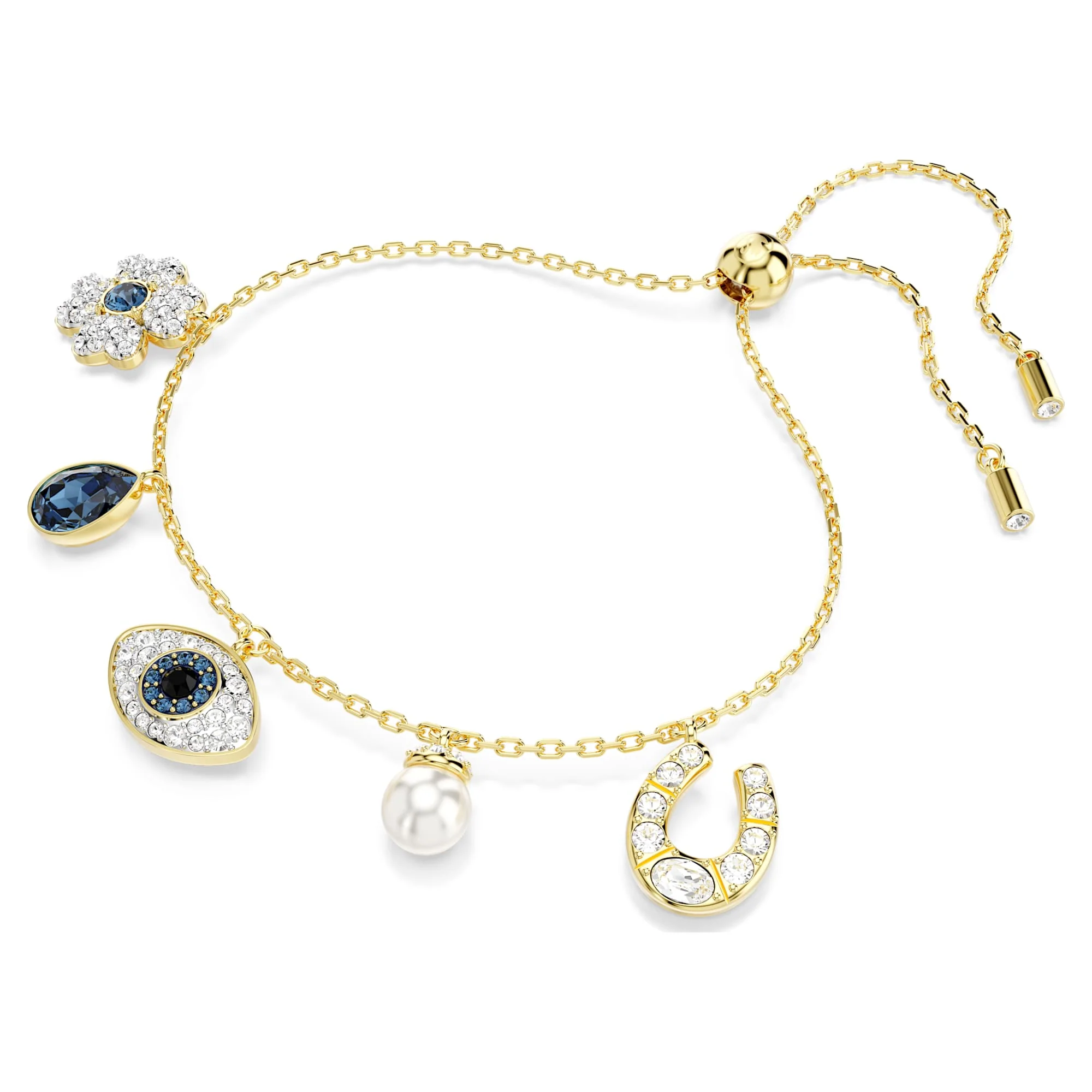 Symbolica bracelet Clover, evil eye and horseshoe, Blue, Gold-tone plated - Image 2