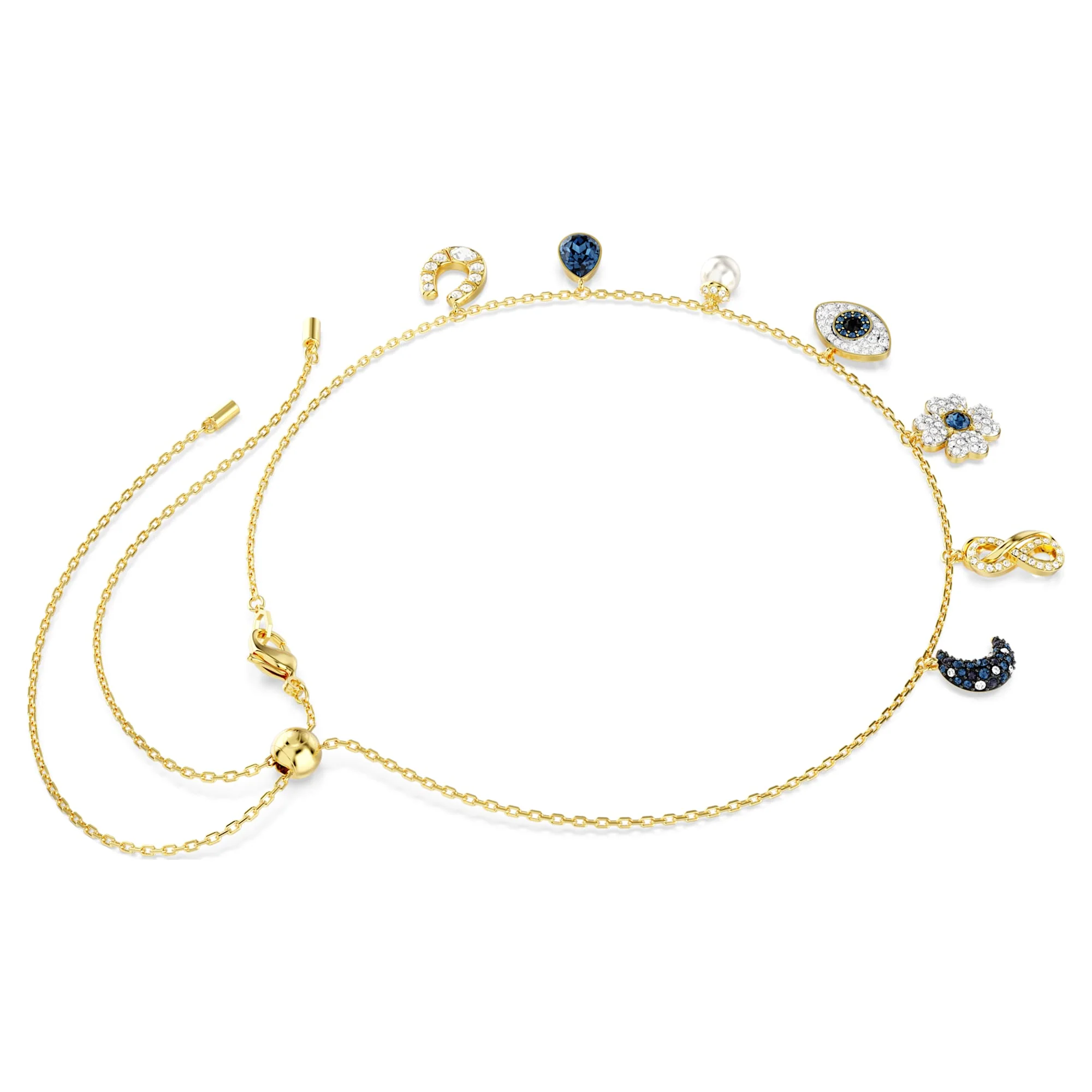 Symbolica choker Moon, infinity, clover, evil eye and horseshoe, Blue, Gold-tone plated - Image 4