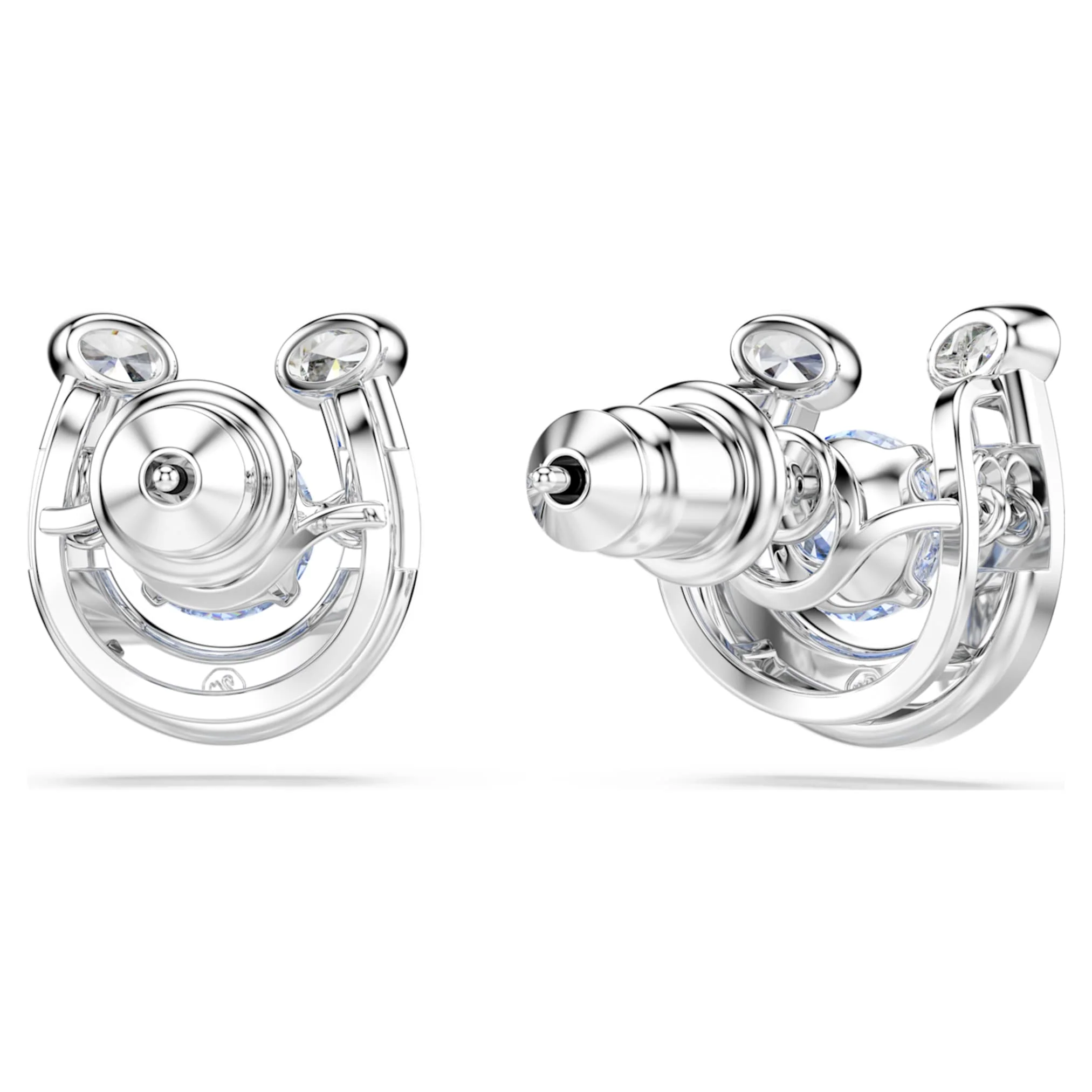 Symbolica stud earrings Round cut, Pavé, Horse shoe, Blue, Rhodium plated - Image 4