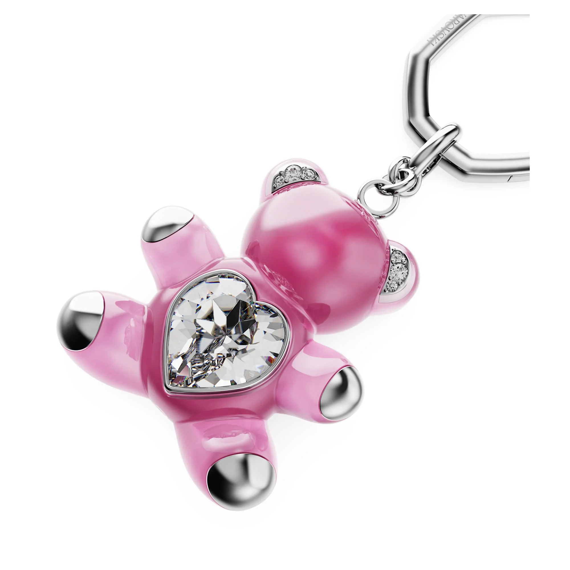 Teddy key ring Bear, Pink, Rhodium plated - Image 3