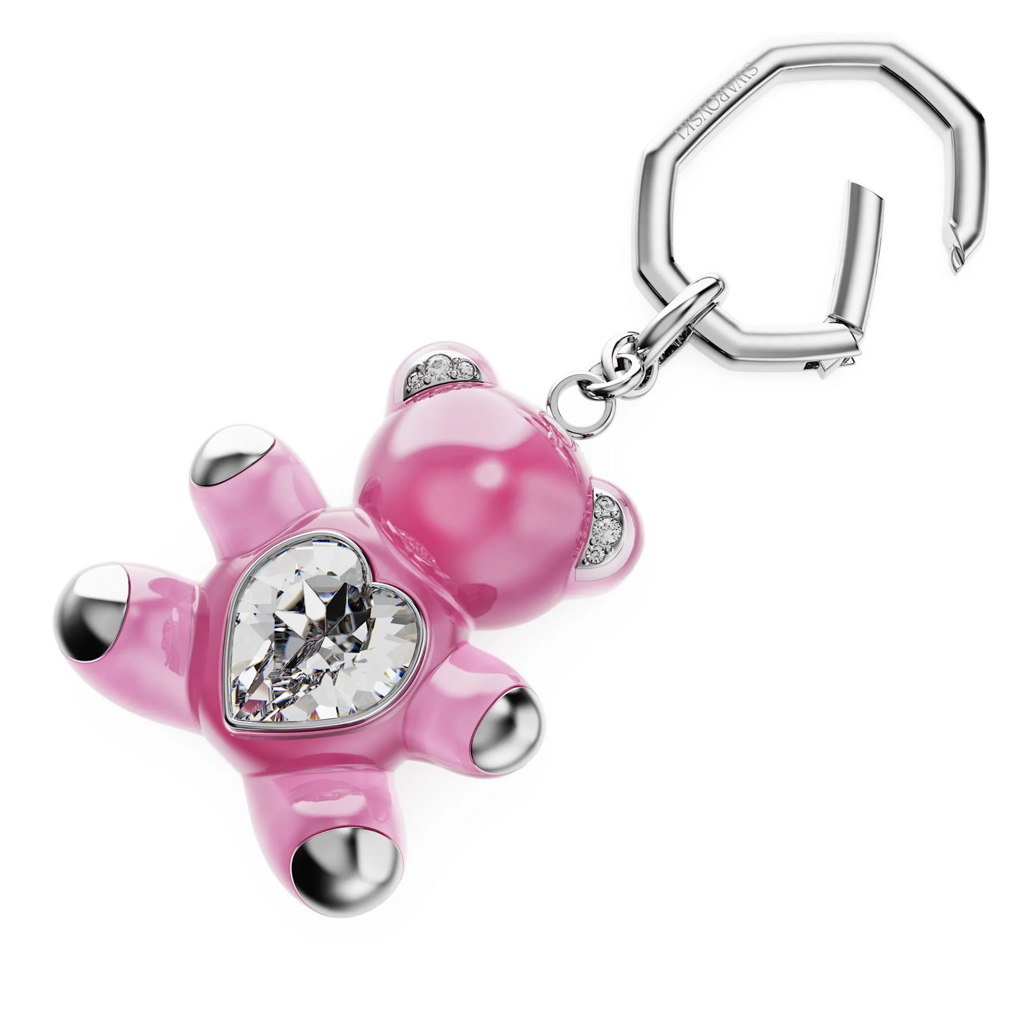 Teddy key ring Bear, Pink, Rhodium plated - Image 4