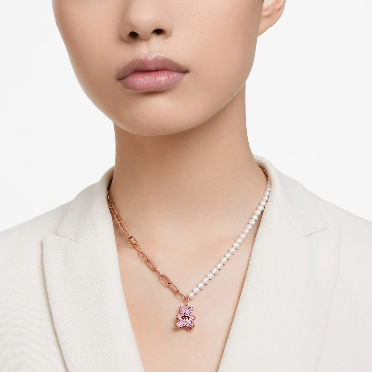 Teddy pendant Bear, Pink, Rose gold-tone plated - Image 5