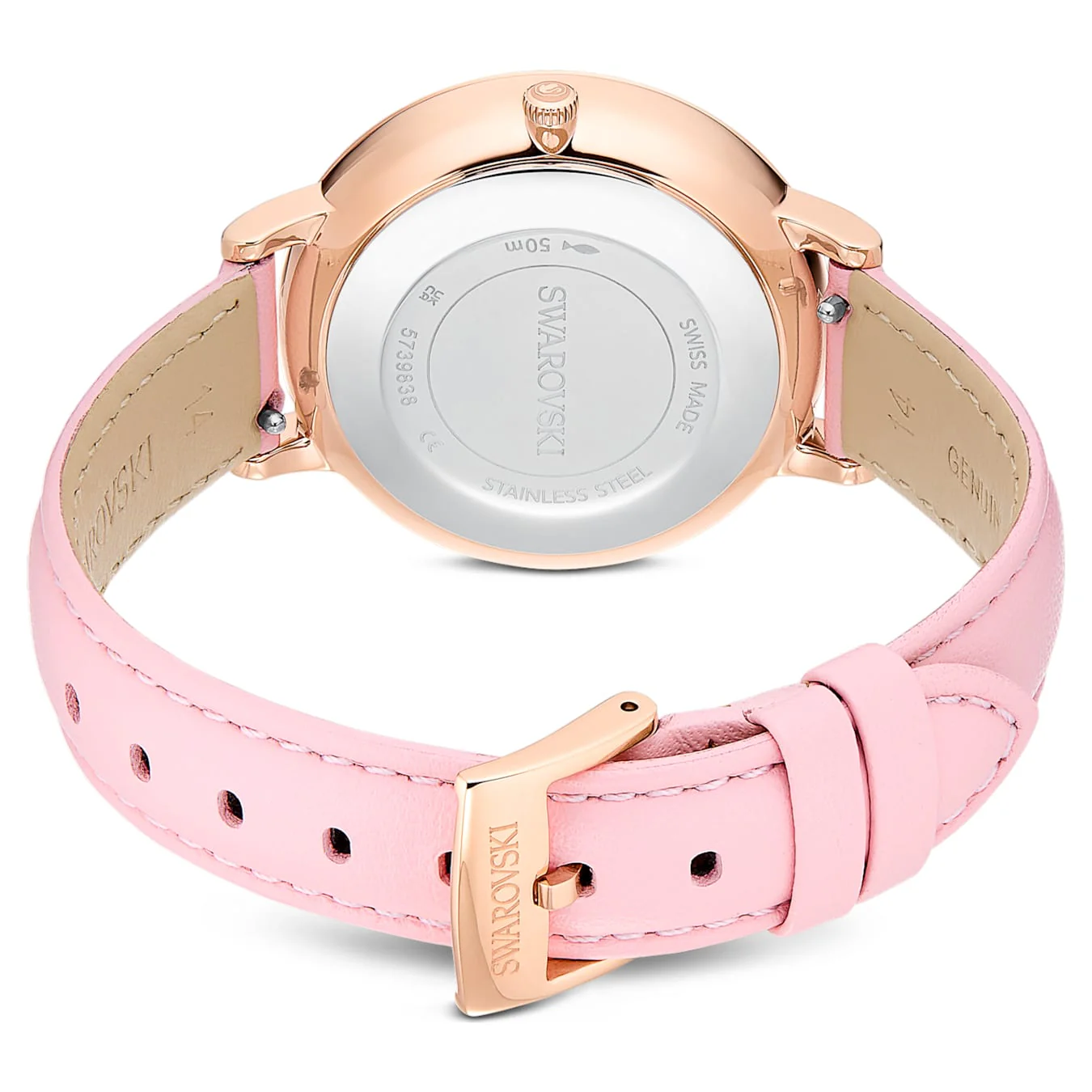 Teddy watch Swiss Made, Leather strap, Pink, Rose gold-tone finish - Image 3