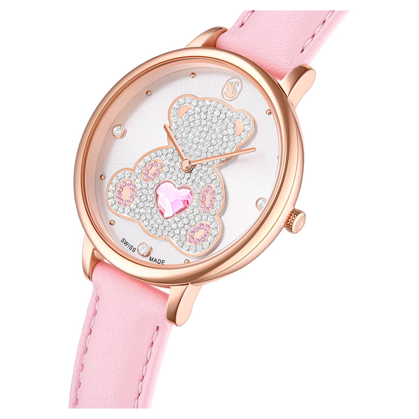Teddy watch Swiss Made, Leather strap, Pink, Rose gold-tone finish - Image 4