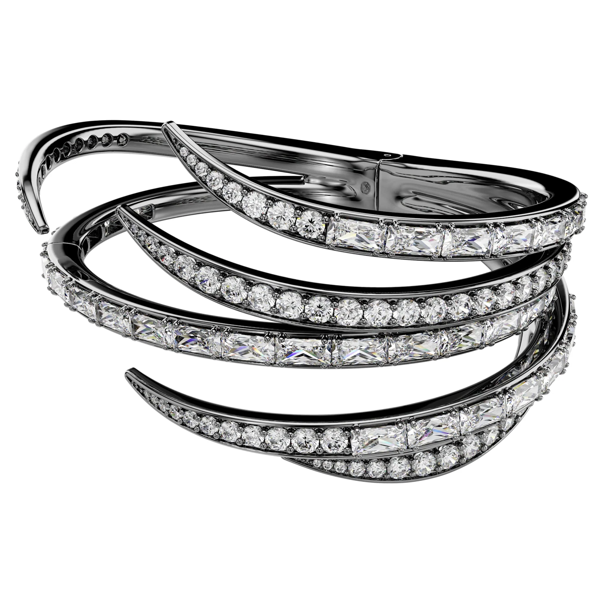 The Vienna Collection bangle Feather, White, Ruthenium plated - Image 2