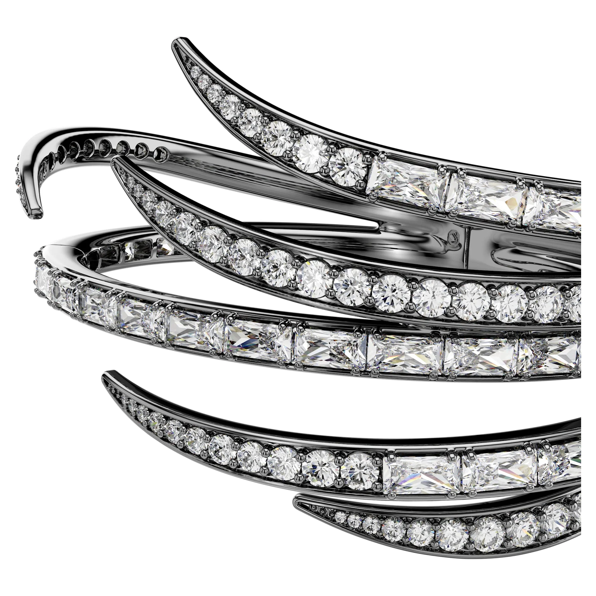 The Vienna Collection bangle Feather, White, Ruthenium plated - Image 4