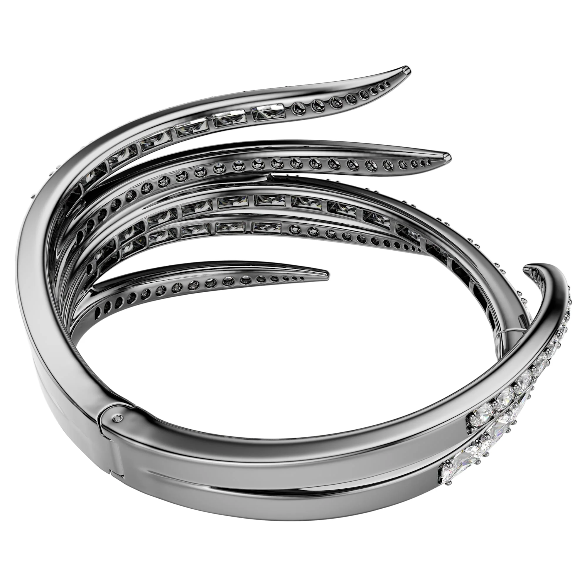 The Vienna Collection bangle Feather, White, Ruthenium plated - Image 5