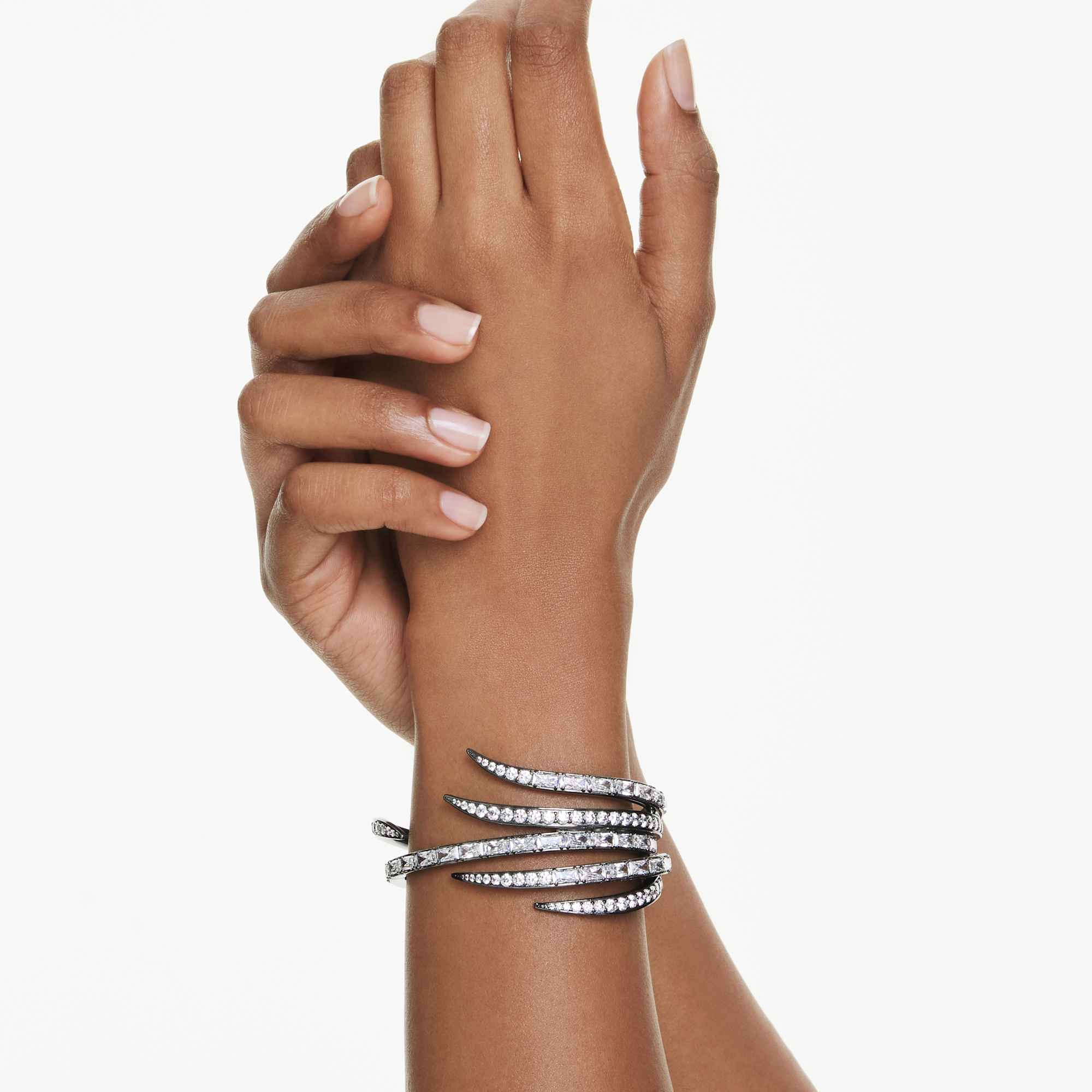 The Vienna Collection bangle Feather, White, Ruthenium plated - Image 6