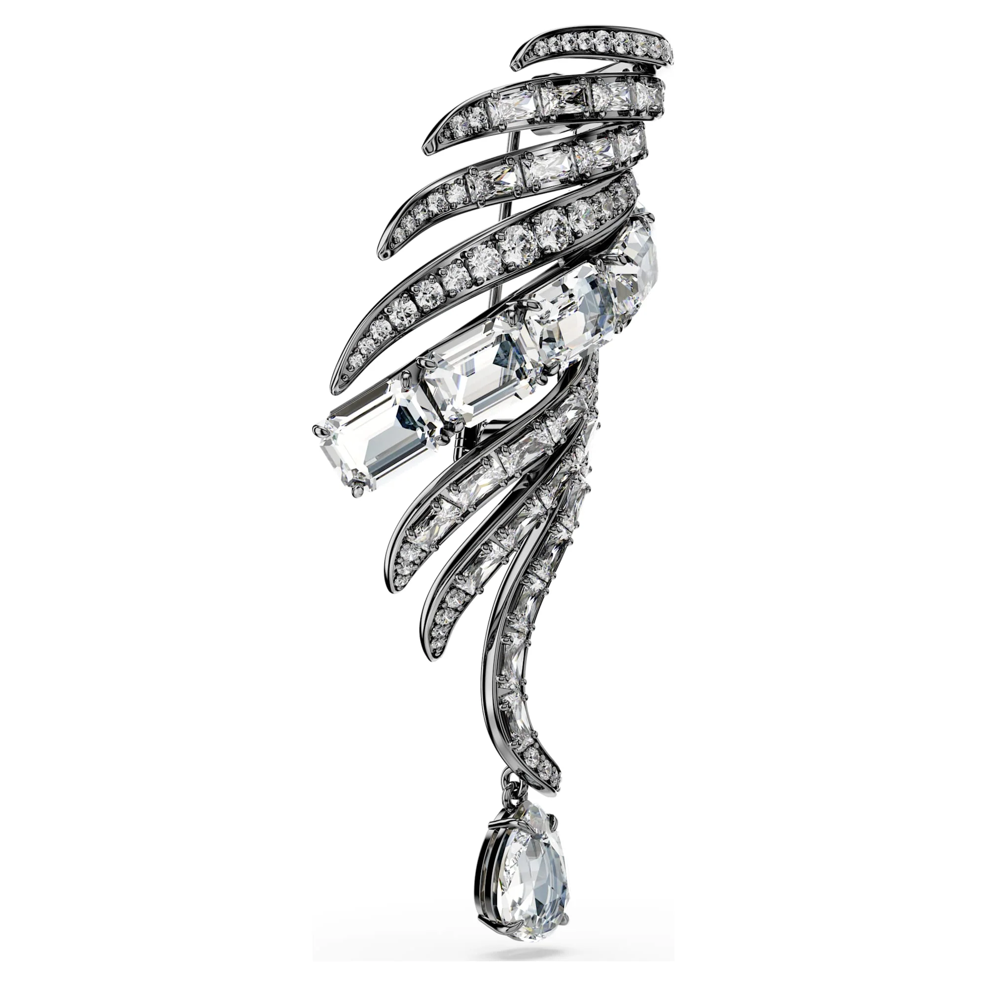 The Vienna Collection brooch Feather, White, Ruthenium plated - Image 3