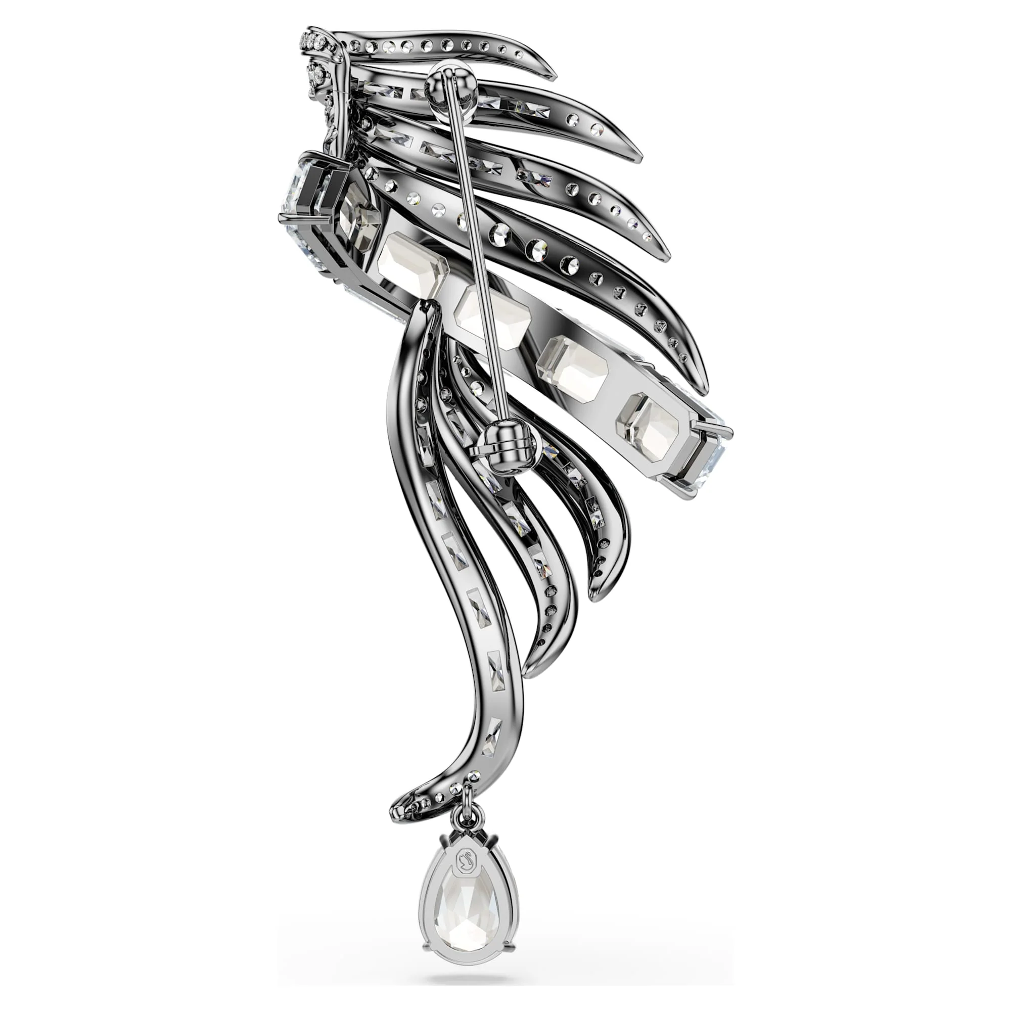 The Vienna Collection brooch Feather, White, Ruthenium plated - Image 5
