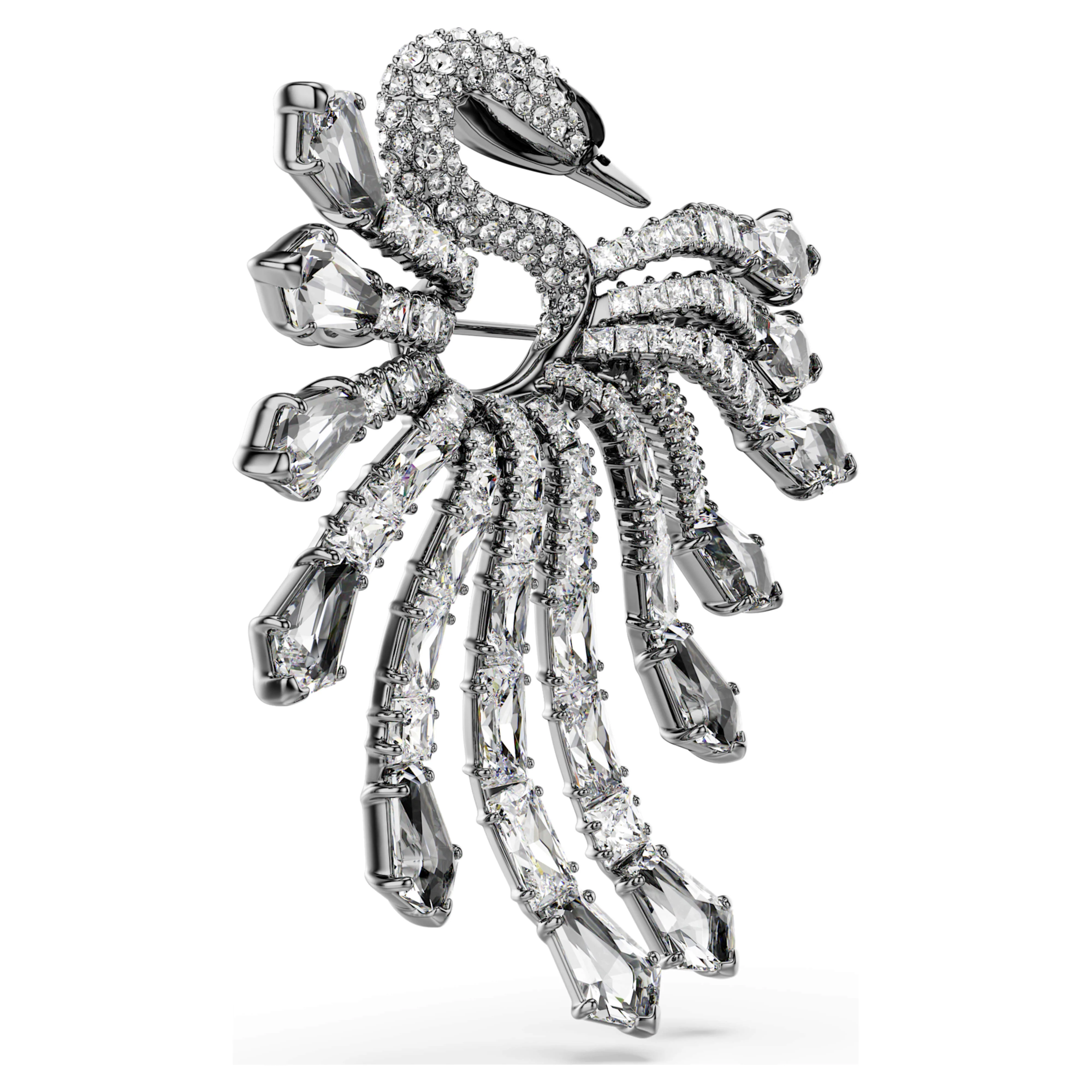 The Vienna Collection brooch Swan, White, Ruthenium plated - Image 3