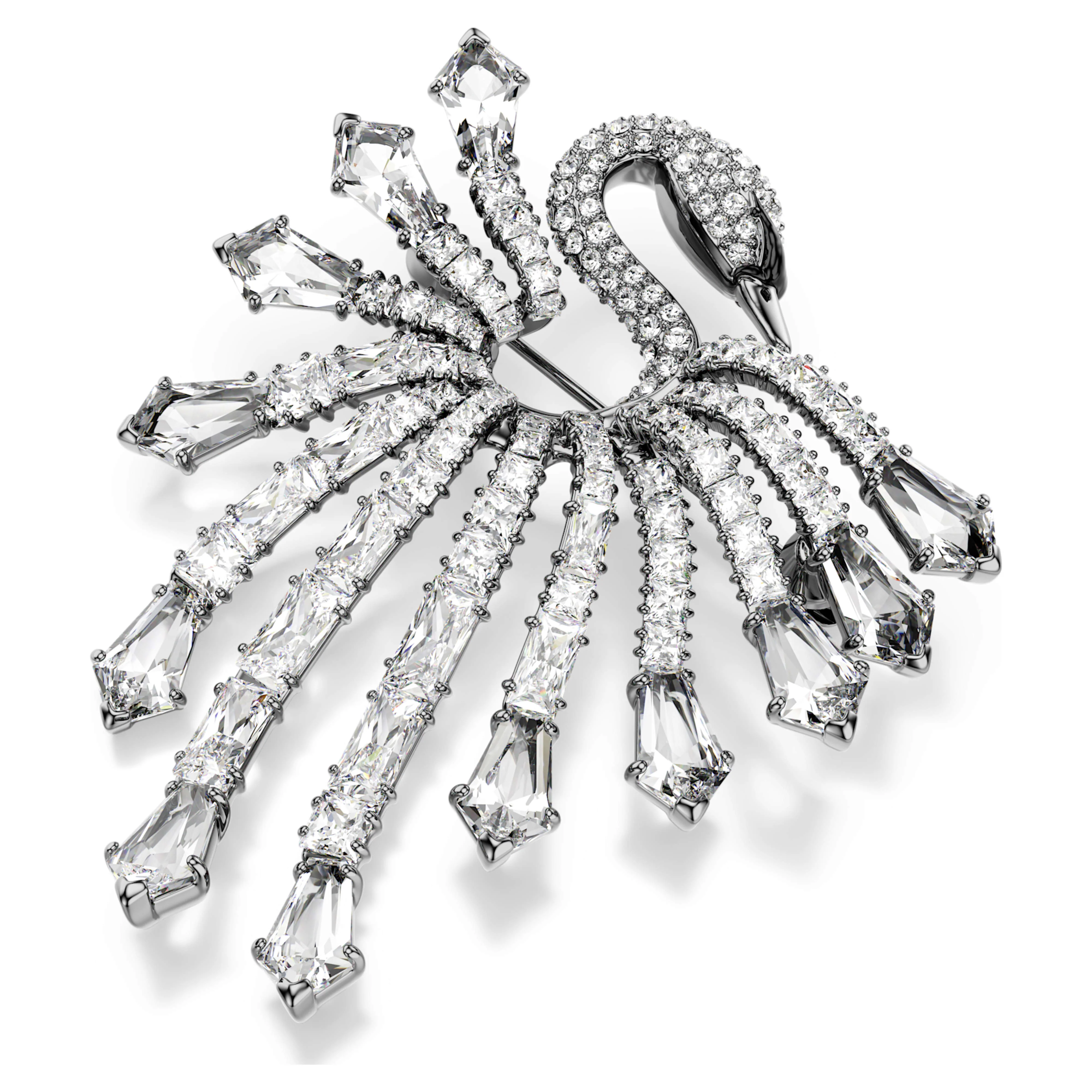 The Vienna Collection brooch Swan, White, Ruthenium plated - Image 4