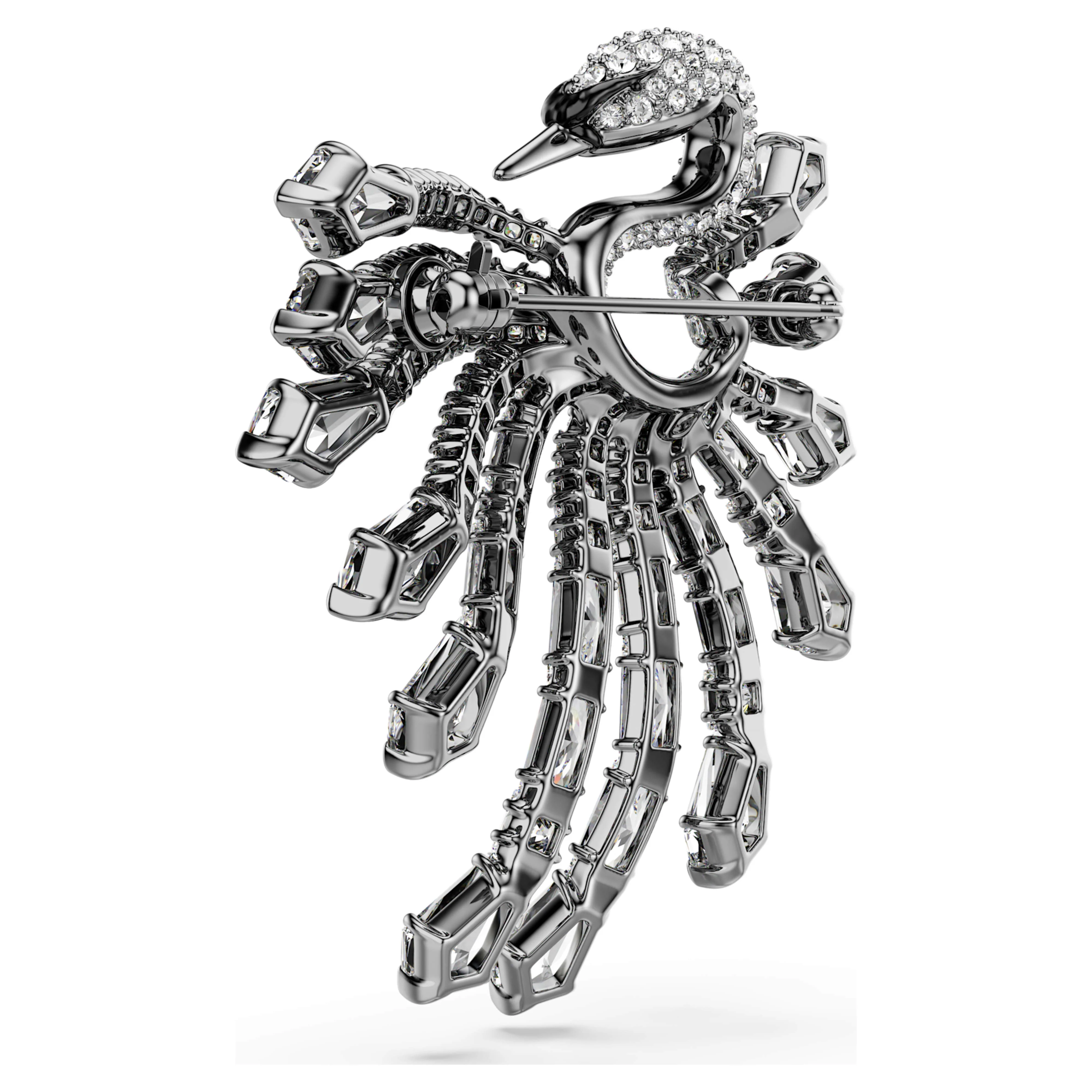 The Vienna Collection brooch Swan, White, Ruthenium plated - Image 5