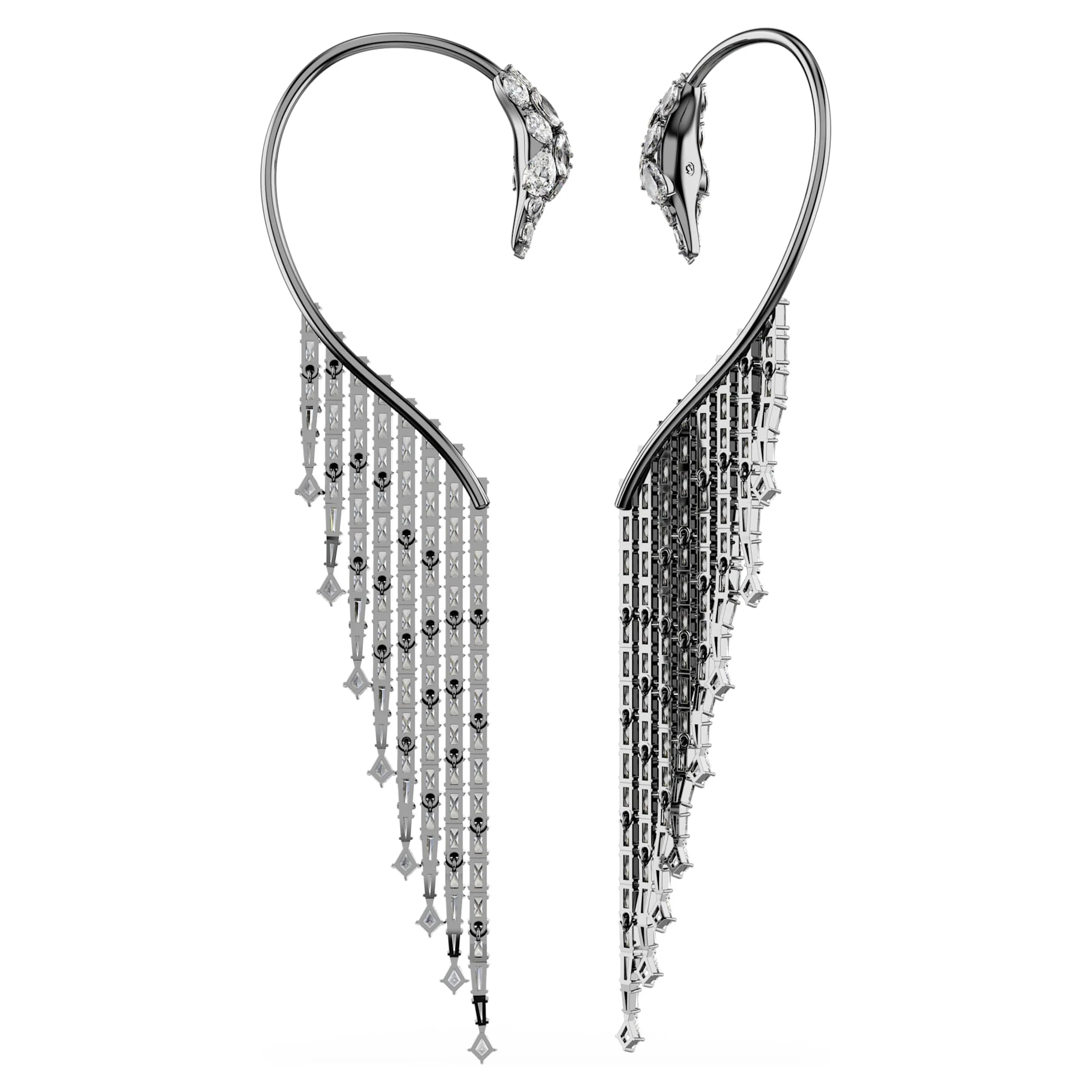 The Vienna Collection ear cuffs Swan, White, Ruthenium plated - Image 4