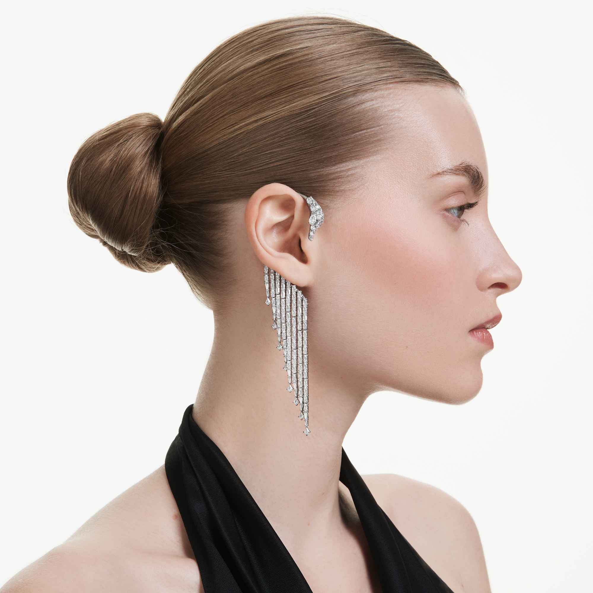 The Vienna Collection ear cuffs Swan, White, Ruthenium plated - Image 5