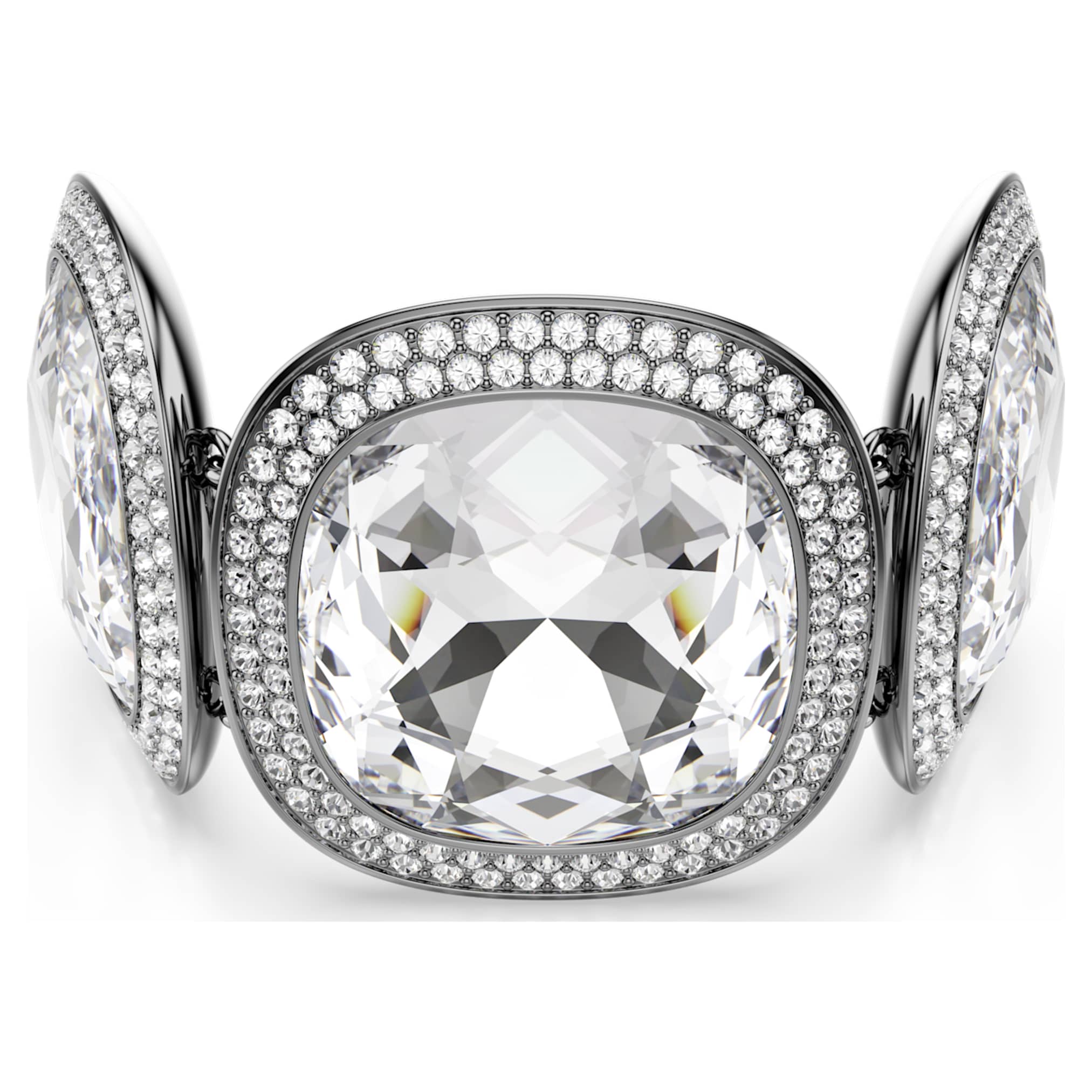 Una Angelic bracelet Cushion cut, White, Ruthenium plated