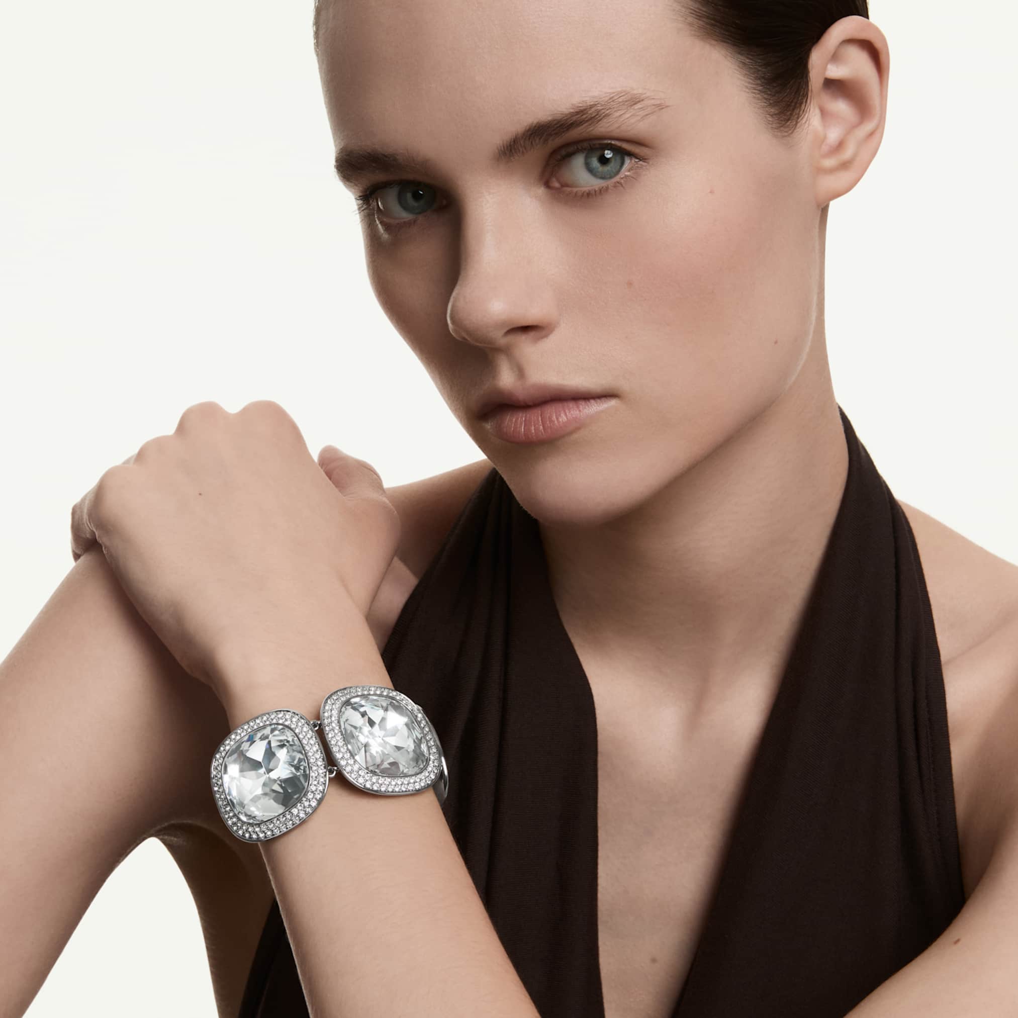 Una Angelic bracelet Cushion cut, White, Ruthenium plated - Image 5