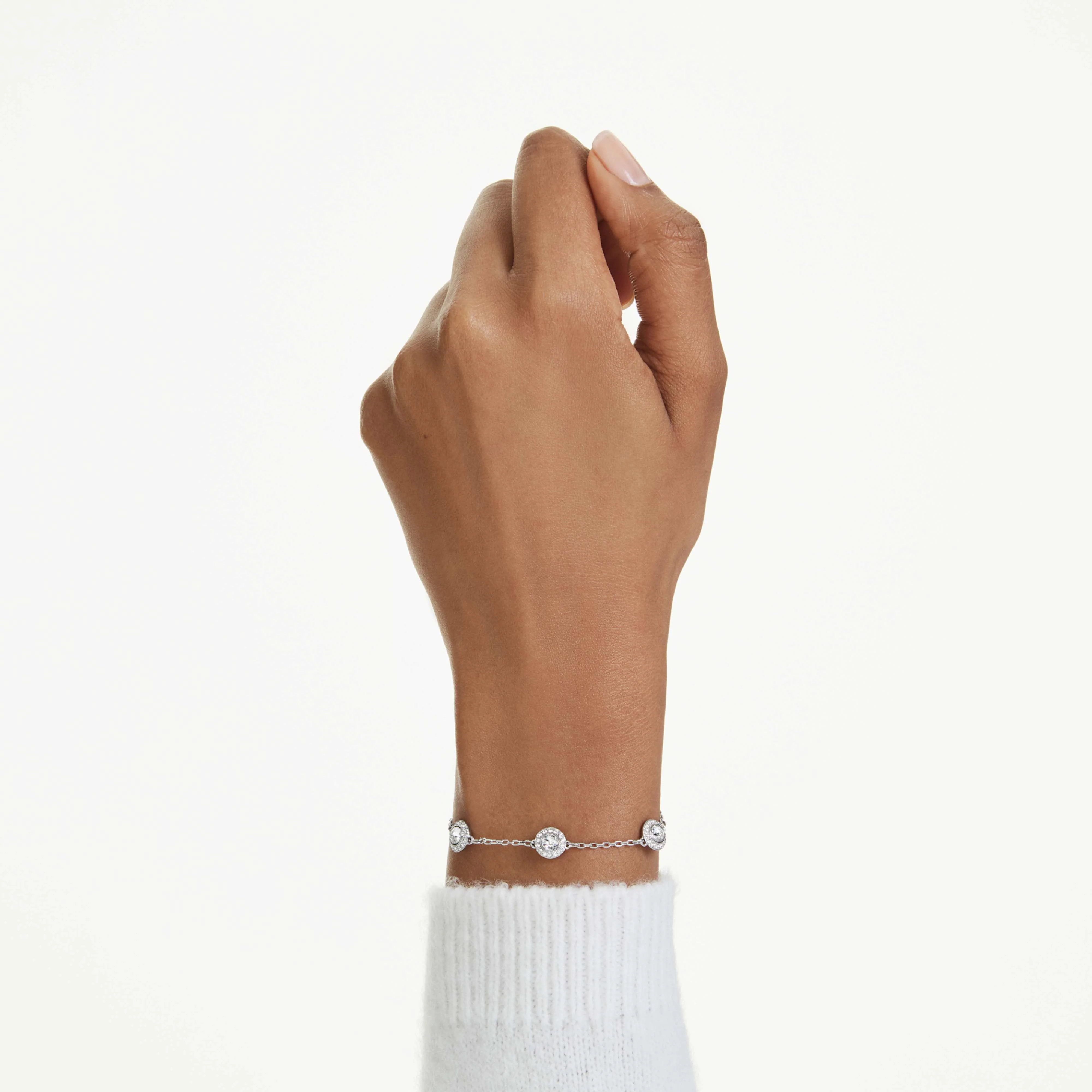 Una Angelic bracelet Round cut, Double sided motifs, White, Rhodium plated - Image 7