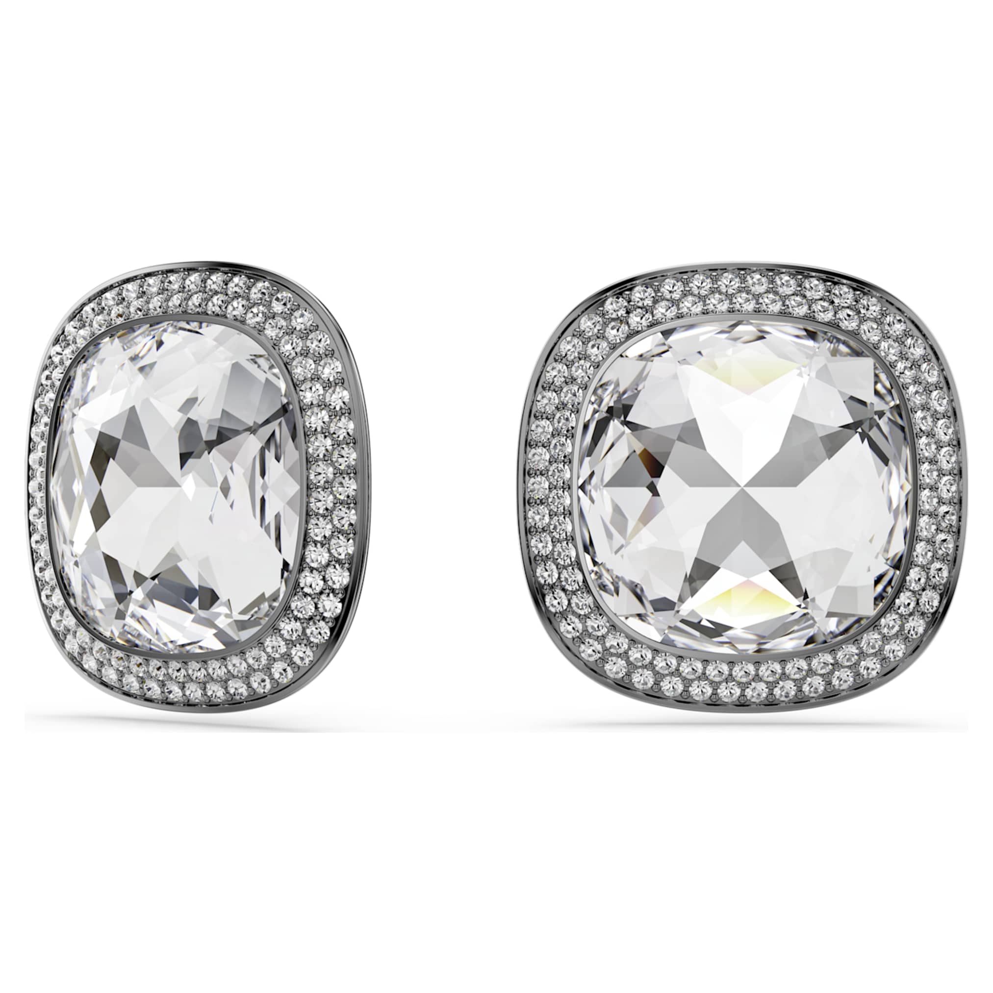 Una Angelic clip earrings Cushion cut, White, Ruthenium plated - Image 2