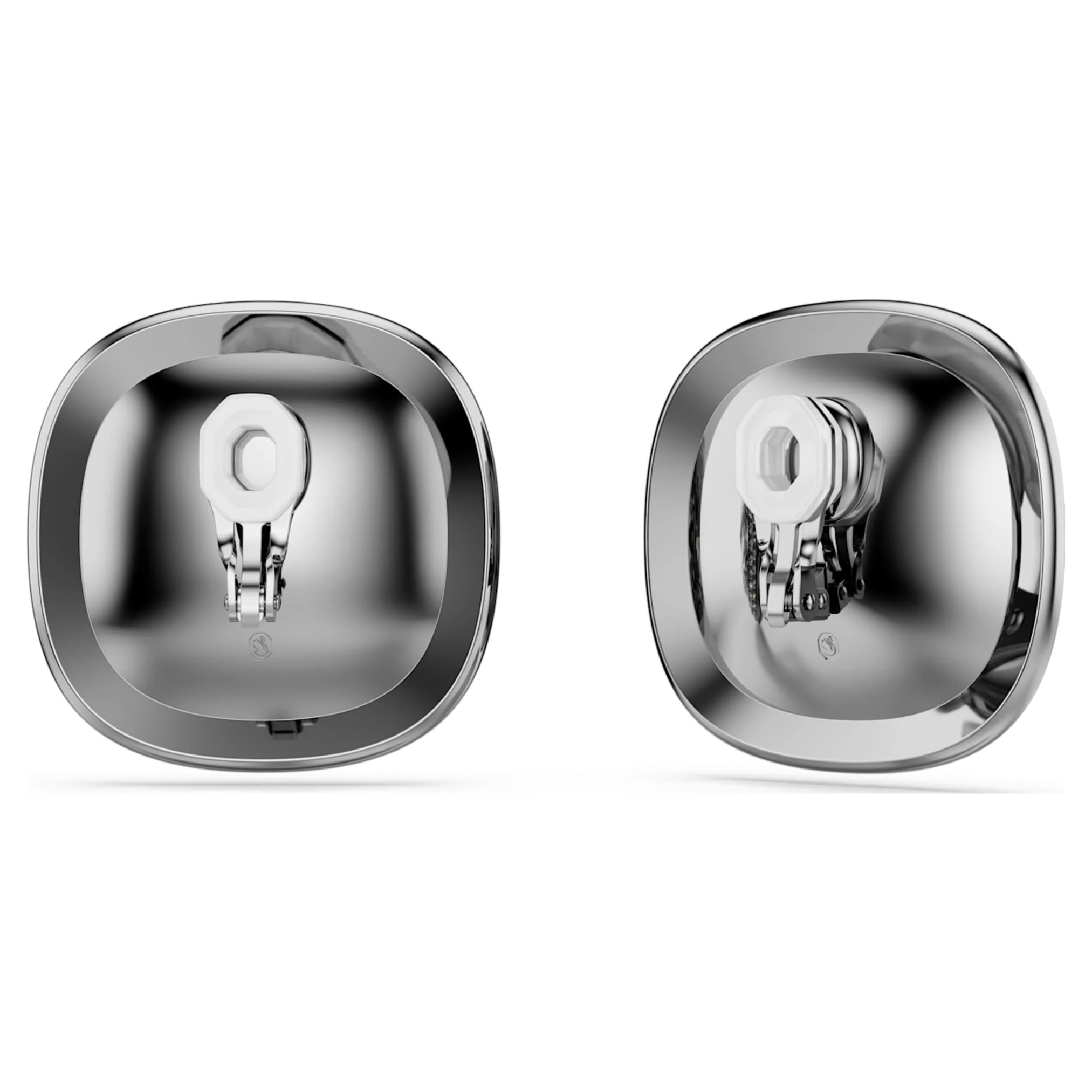 Una Angelic clip earrings Cushion cut, White, Ruthenium plated - Image 4