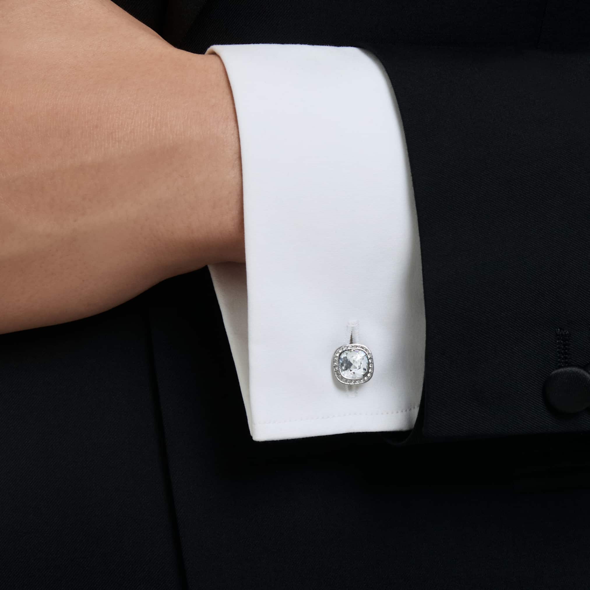 Una Angelic cufflinks Cushion cut, White, Ruthenium plated - Image 5