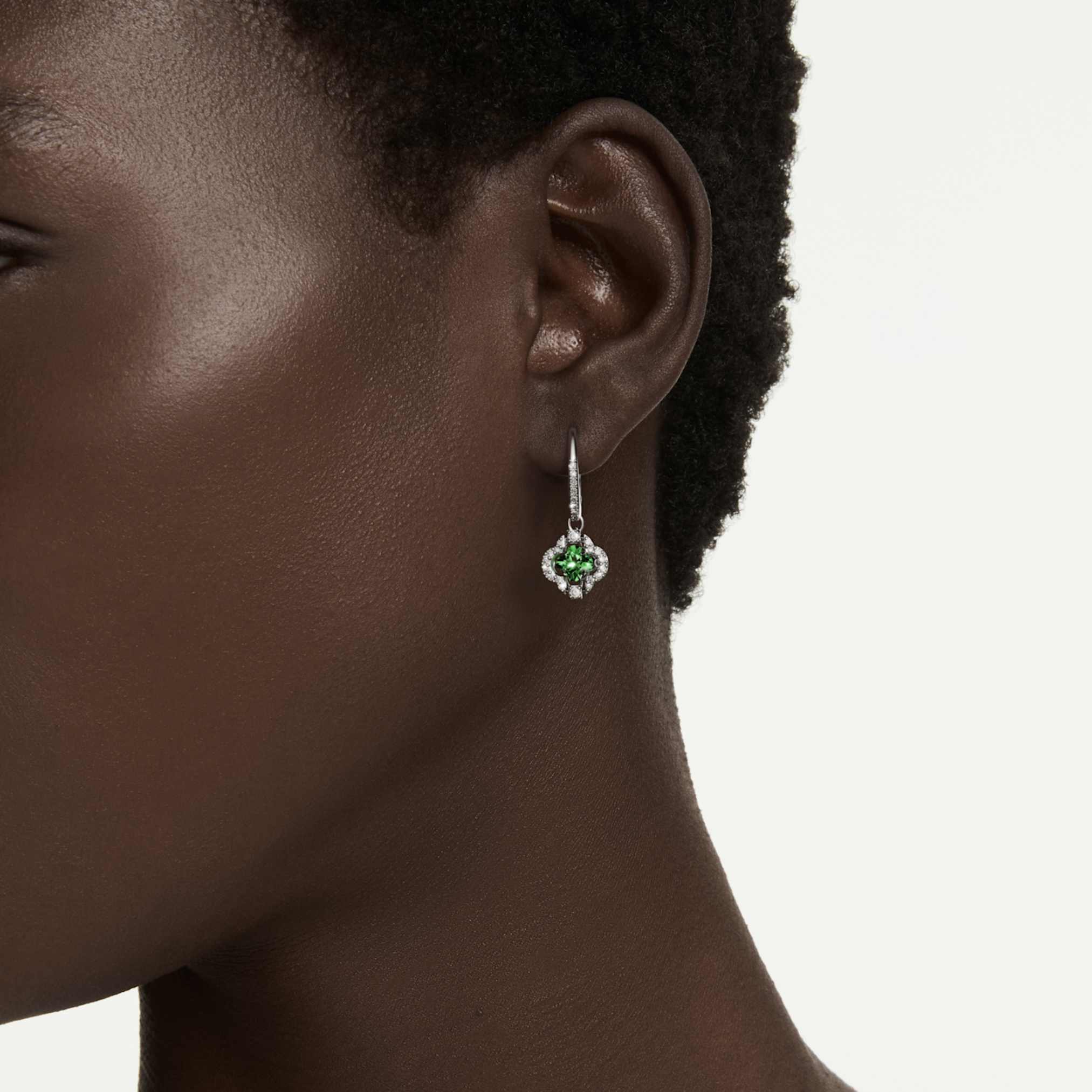 Una Angelic drop earrings Mixed cuts, Green, Rhodium plated - Image 5