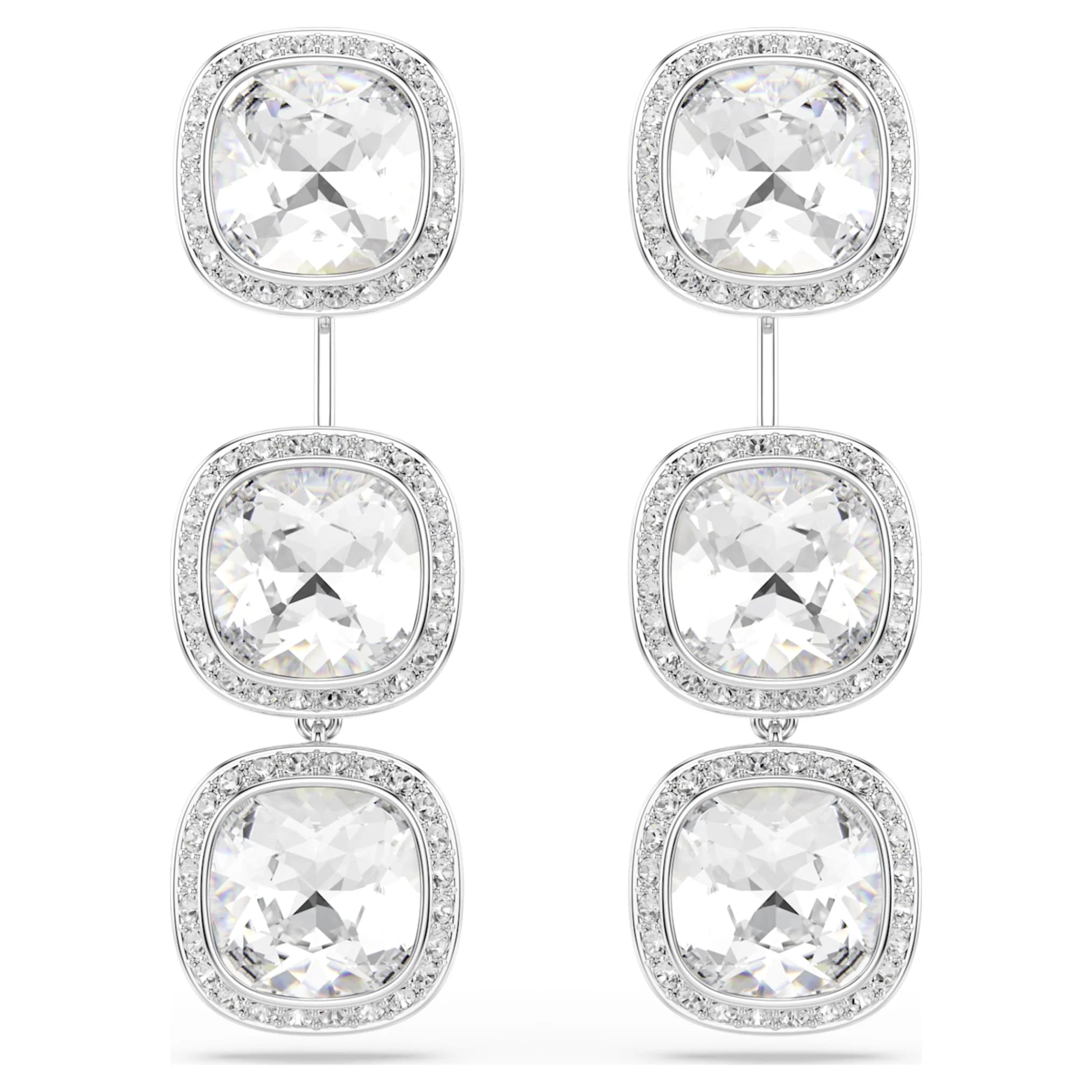 Una Angelic earrings Cushion cut, White, Rhodium plated - Image 2