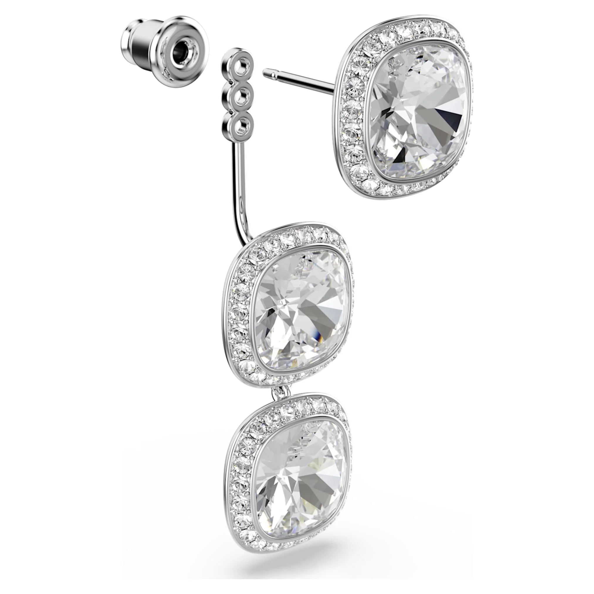Una Angelic earrings Cushion cut, White, Rhodium plated - Image 3