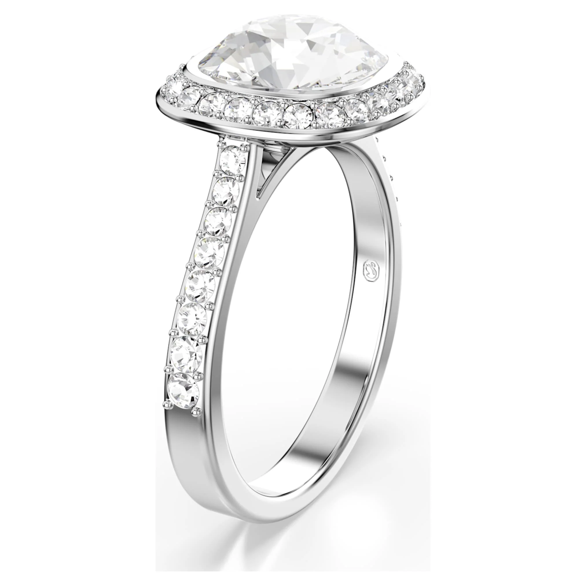 Una Angelic halo ring Cushion cut, White, Rhodium plated - Image 2