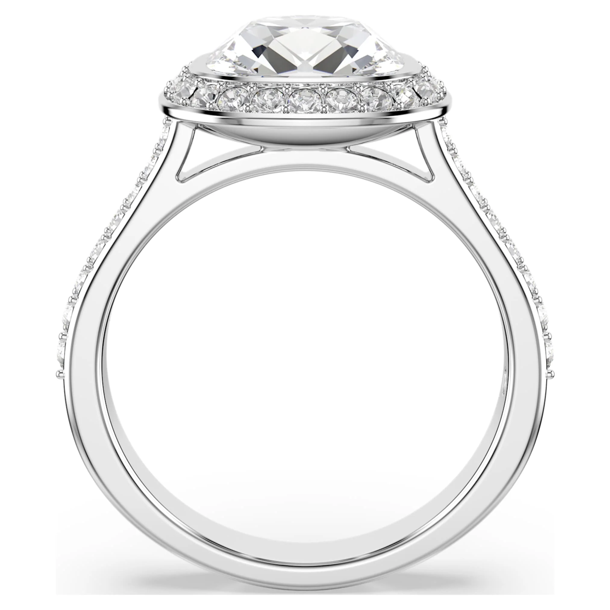 Una Angelic halo ring Cushion cut, White, Rhodium plated - Image 3