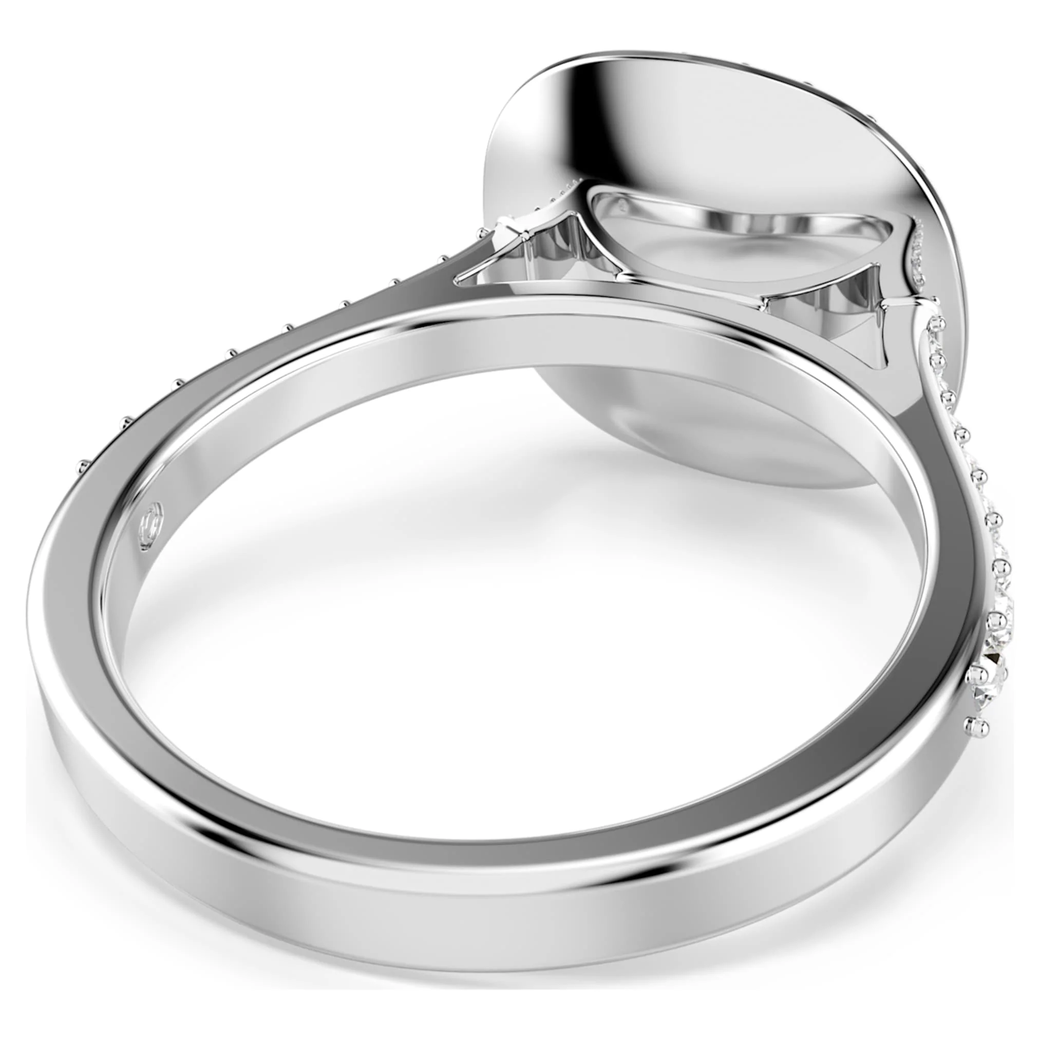 Una Angelic halo ring Cushion cut, White, Rhodium plated - Image 4