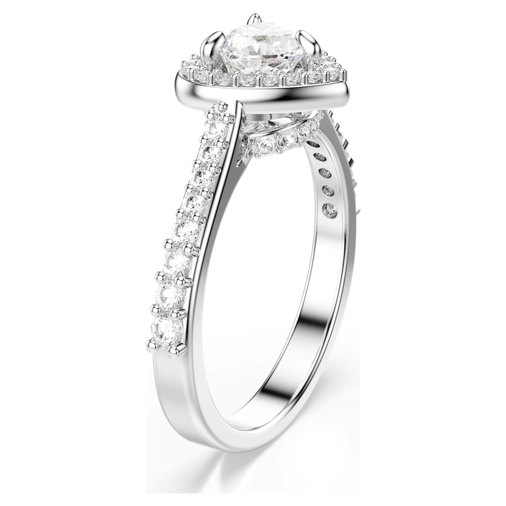 Una Angelic motif ring Mixed cuts, Heart, White, Rhodium plated - Image 2