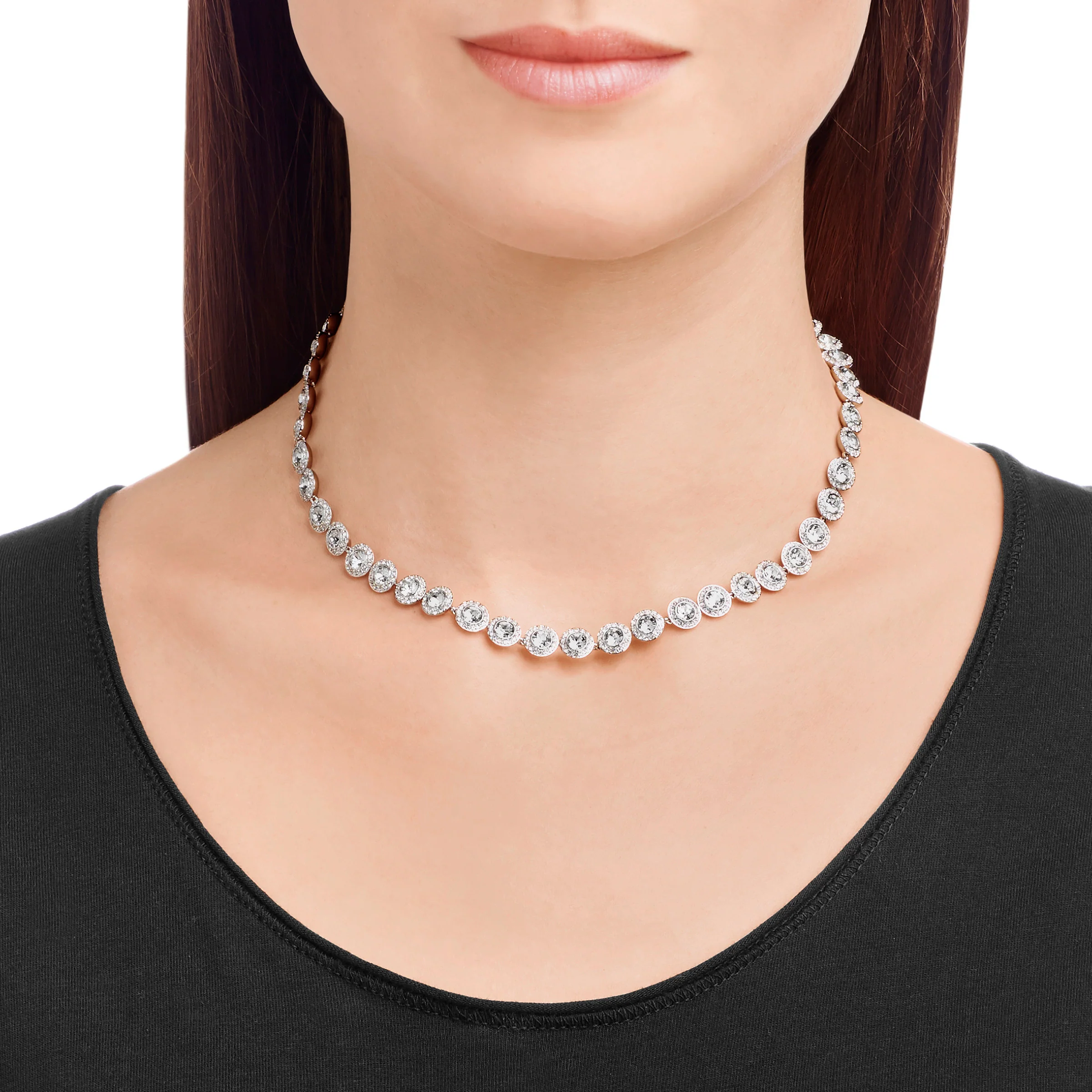 Una Angelic necklace Round cut, Medium, White, Rhodium plated - Image 4