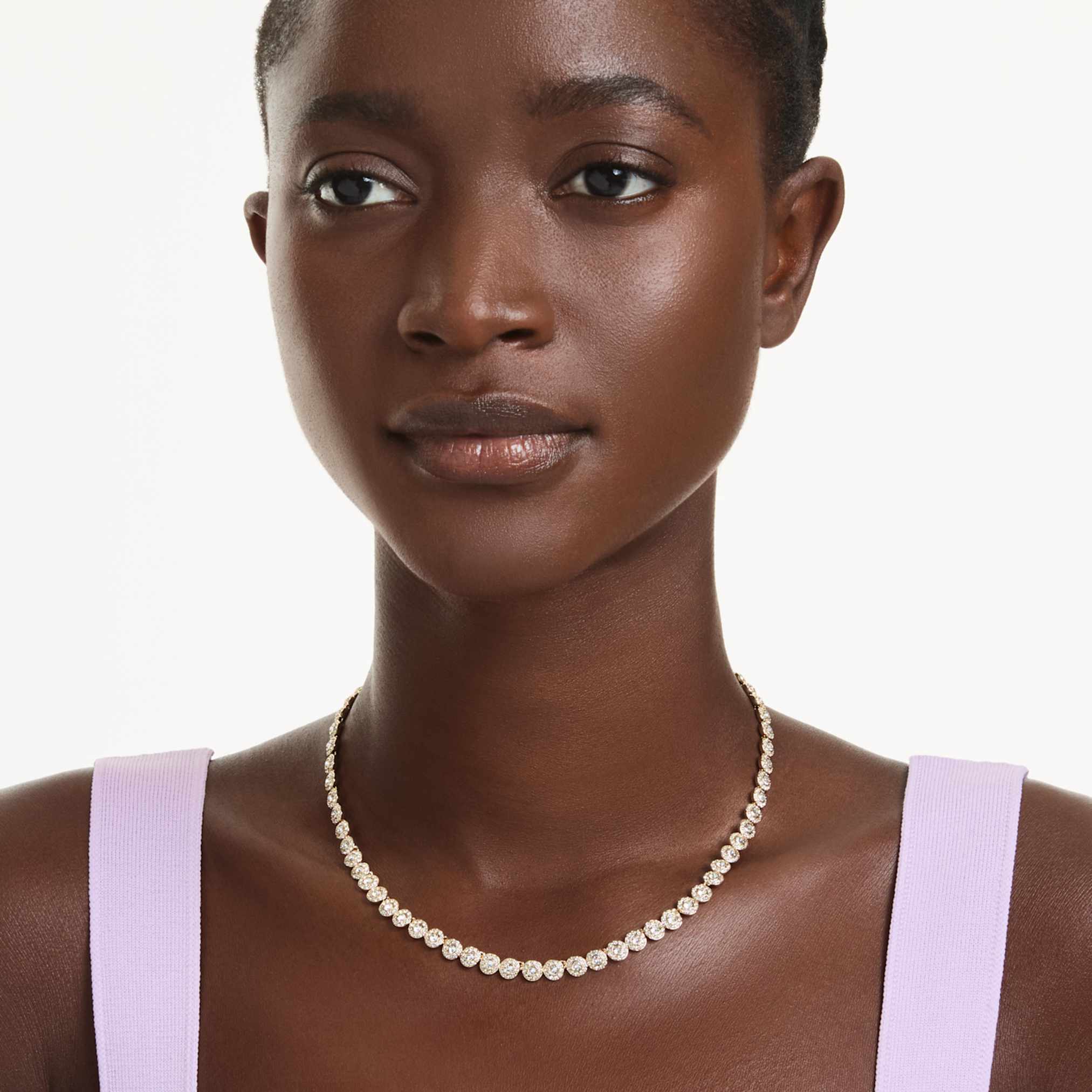 Una Angelic necklace Round cut, Small, White, Gold-tone plated - Image 6