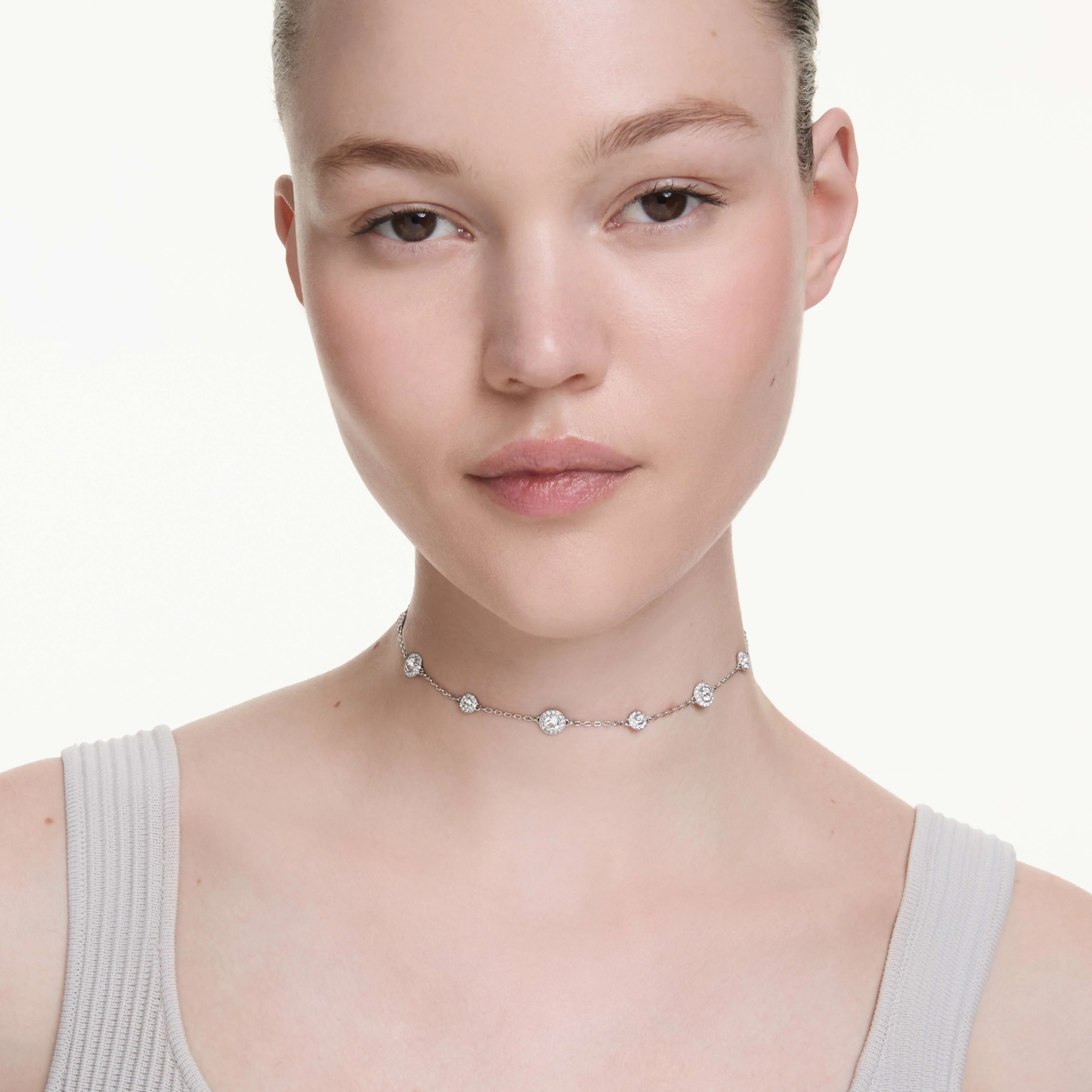 Una Angelic pendant Round cut, Double sided motifs, White, Rhodium plated - Image 7