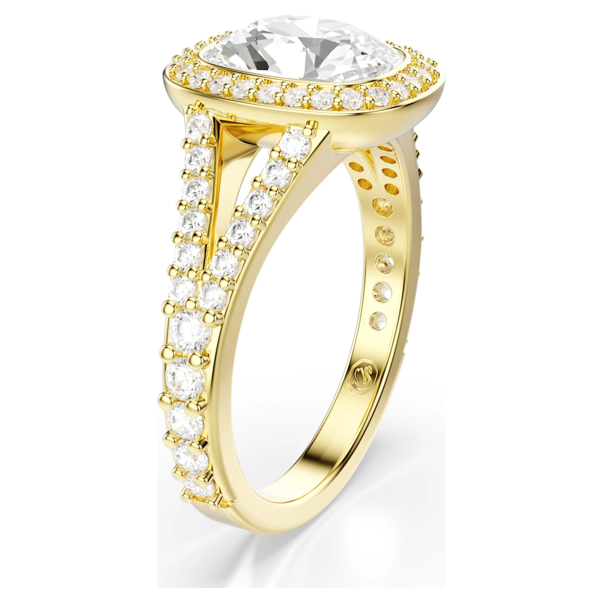 Una Angelic ring Cushion cut, White, 18K gold finish - Image 2