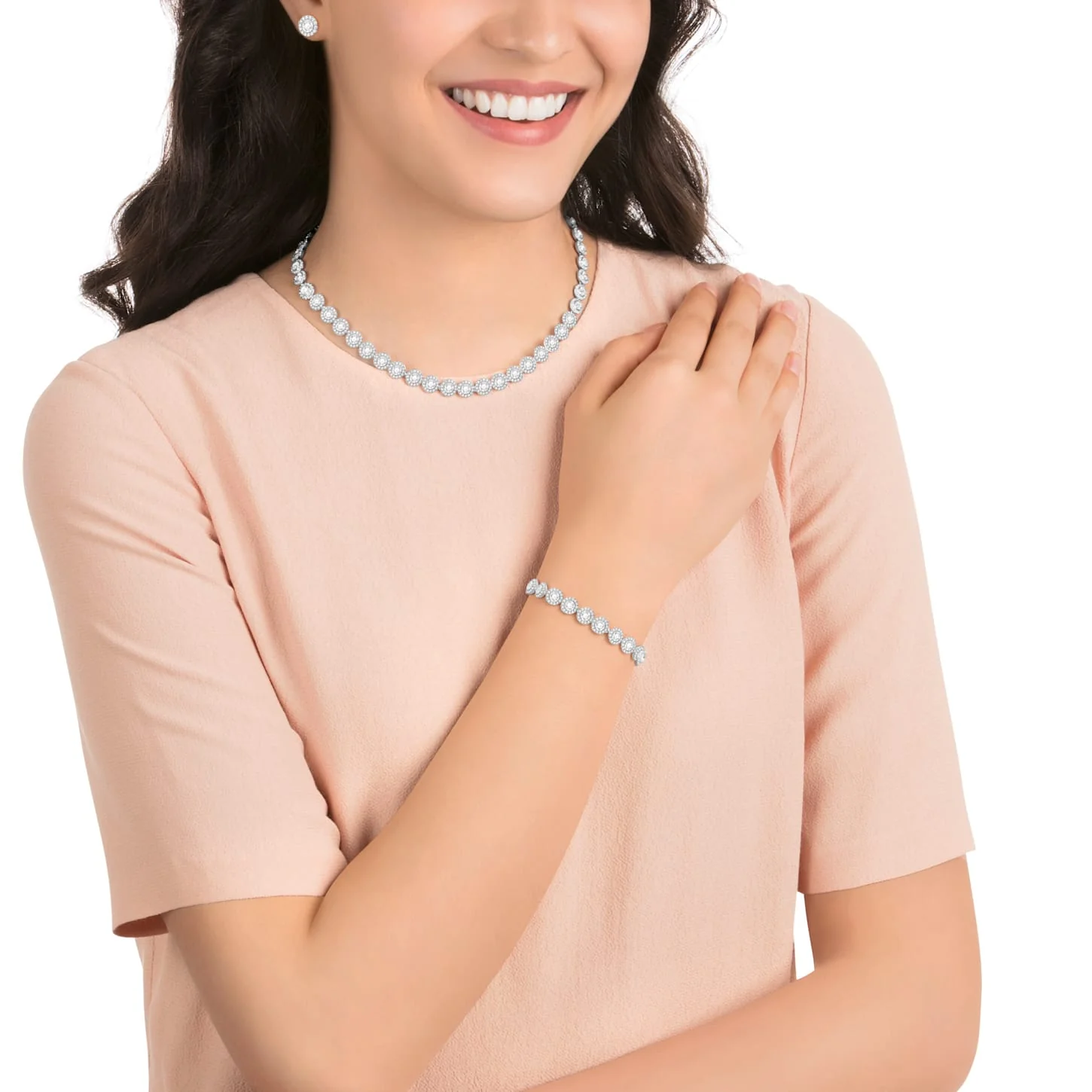 Una Angelic set Set (3), Round cut, White, Rhodium plated - Image 9