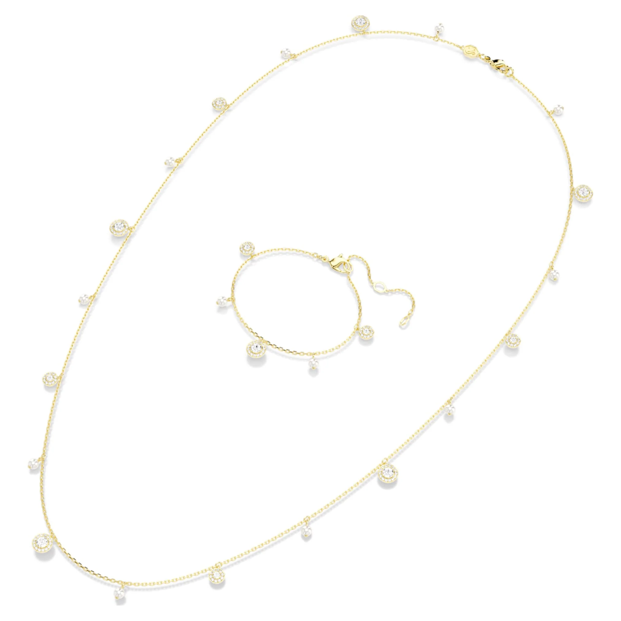 Una Angelic strandage Crystal pearl, Round cut, White, Gold-tone plated - Image 4