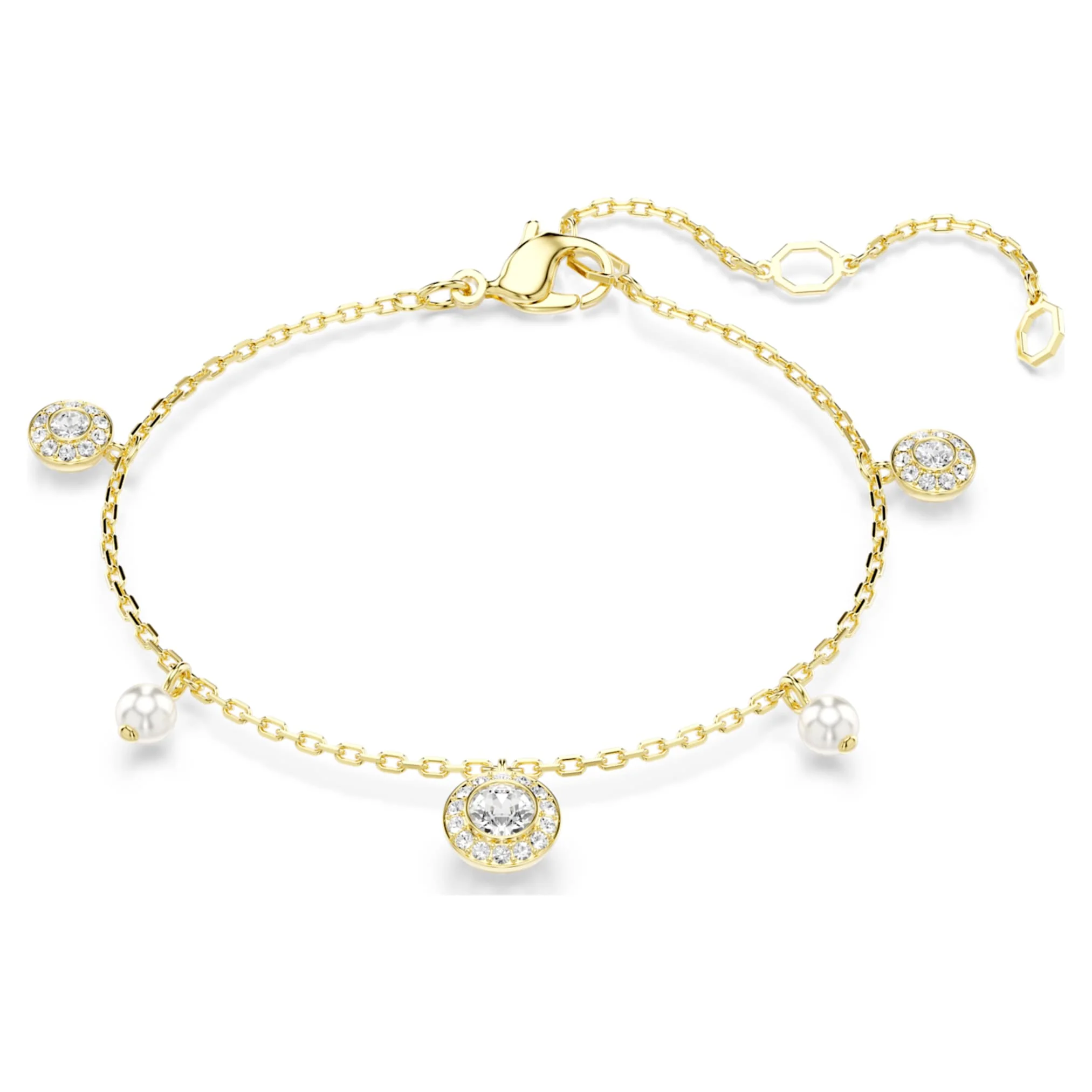 Una Angelic strandage Crystal pearl, Round cut, White, Gold-tone plated - Image 5