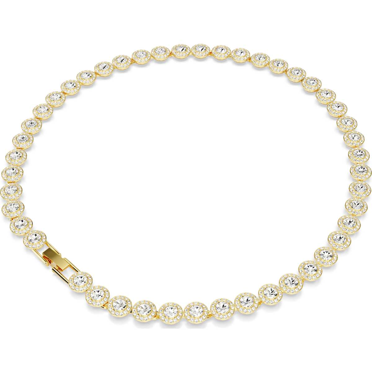 Una Angelic Tennis necklace Round cut, White, Gold-tone plated - Image 5