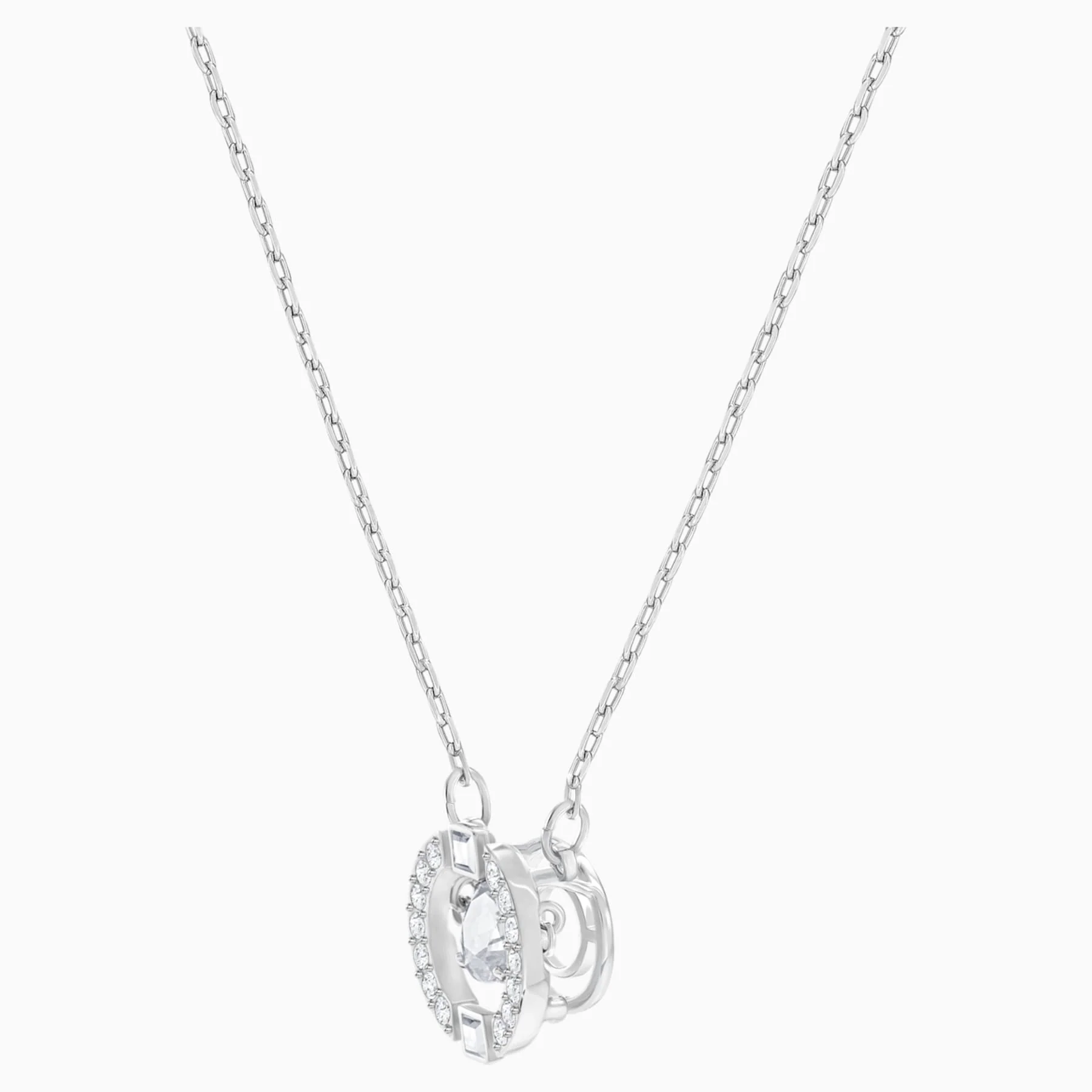 Una necklace Round cut, White, Rhodium plated - Image 3