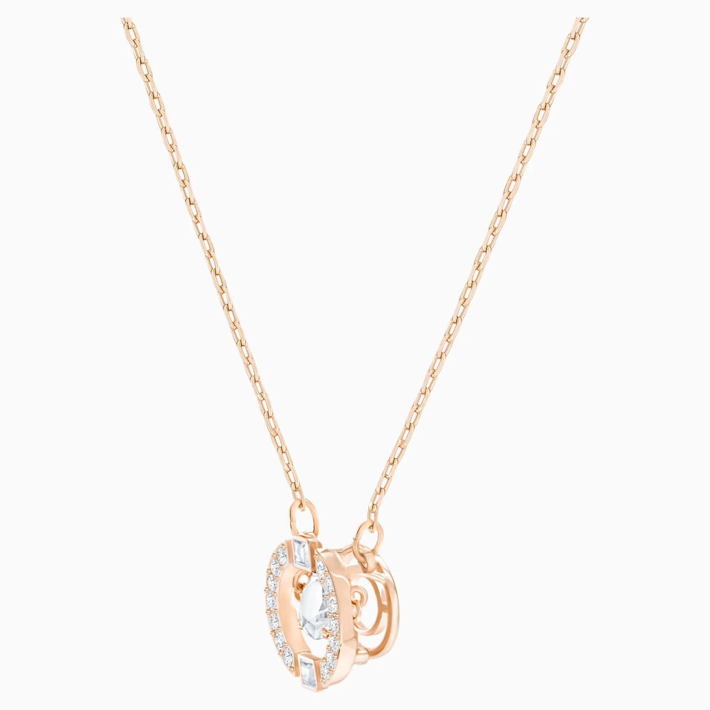 Una necklace Round cut, White, Rose gold-tone plated - Image 3